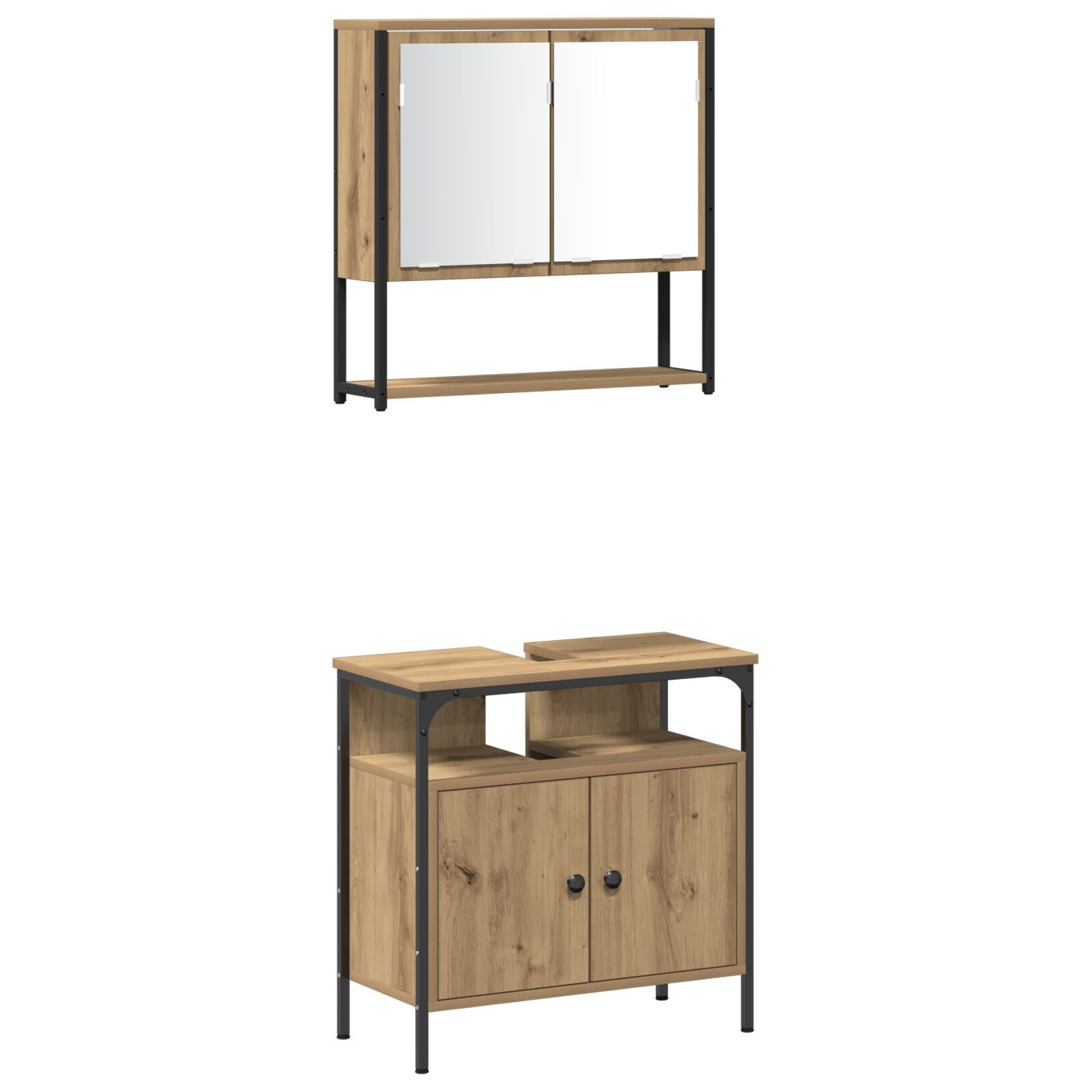 vidaXL Set de mobilier pentru baie cu raft 4 pcs stejar artizanal