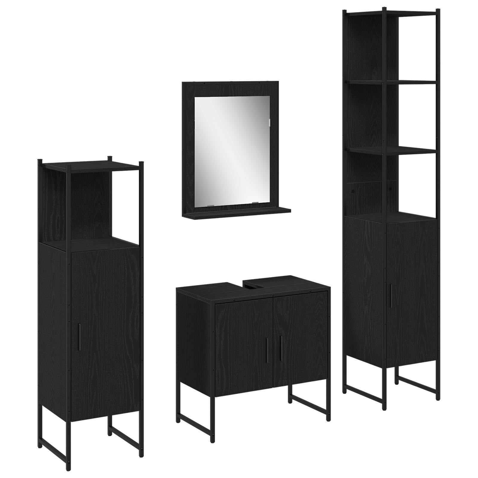 vidaXL Set de mobilier pentru baie 4 pcs Negru 33 x 33 x 185.5 cm vidaXL Set de mobilier pentru baie 4 pcs Negru 33 x 33 x 185.5 cm