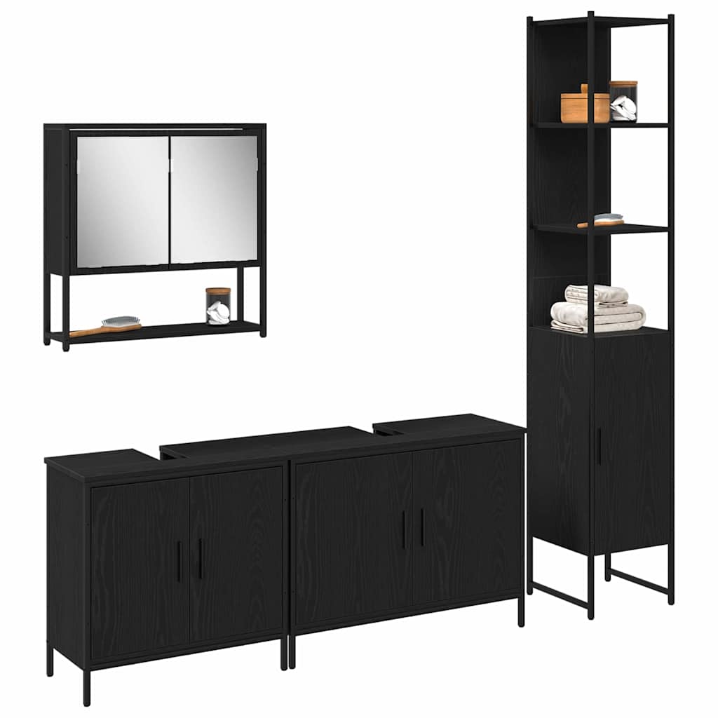 vidaXL Set de mobilier pentru baie 4 pcs Negru 33 x 33 x 185.5 cm vidaXL Set de mobilier pentru baie 4 pcs Negru 33 x 33 x 185.5 cm