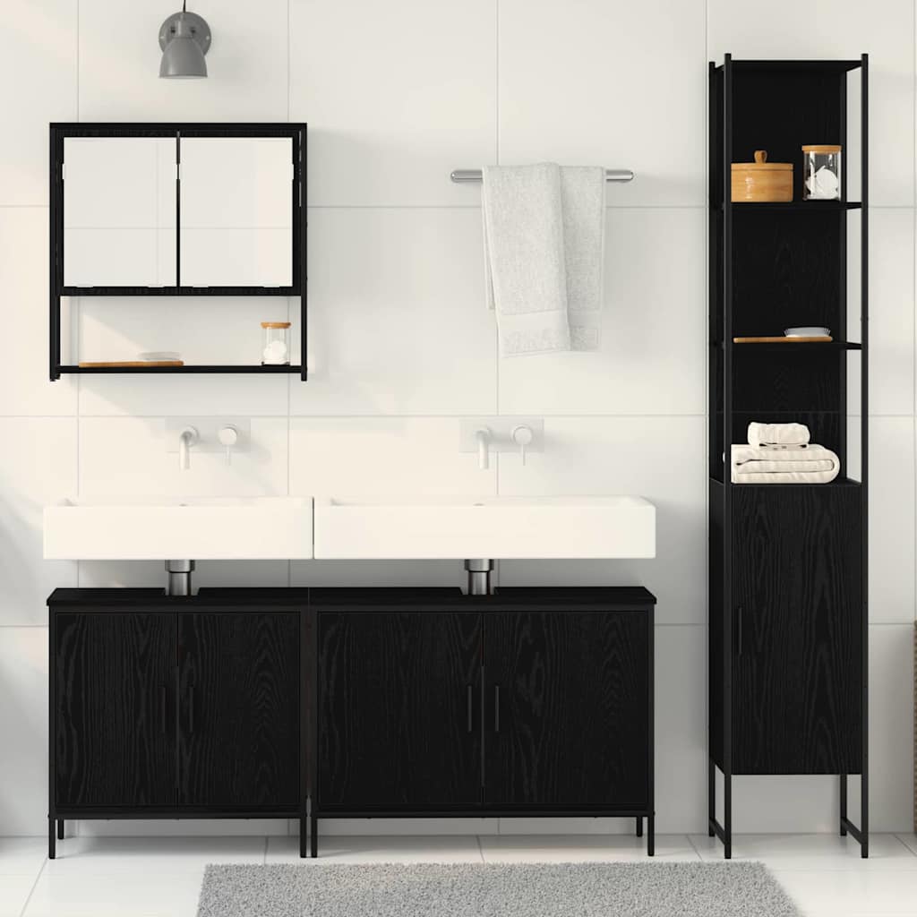 vidaXL Set de mobilier pentru baie 4 pcs Negru 33 x 33 x 185.5 cm vidaXL Set de mobilier pentru baie 4 pcs Negru 33 x 33 x 185.5 cm