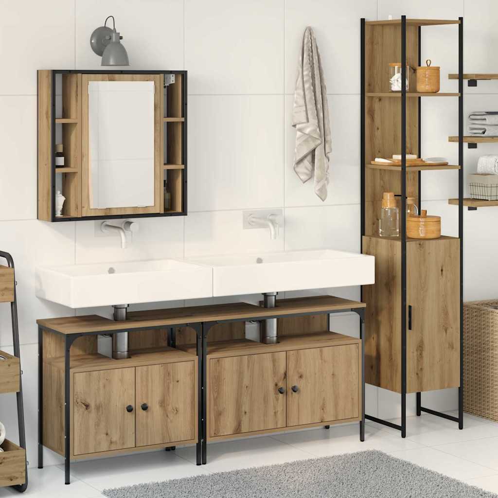vidaXL Set dulap baie cu ușă 4 pcs stejar artizanal 33 x 33 x 185.5 cm vidaXL Set dulap baie cu ușă 4 pcs stejar artizanal 33 x 33 x 185.5 cm