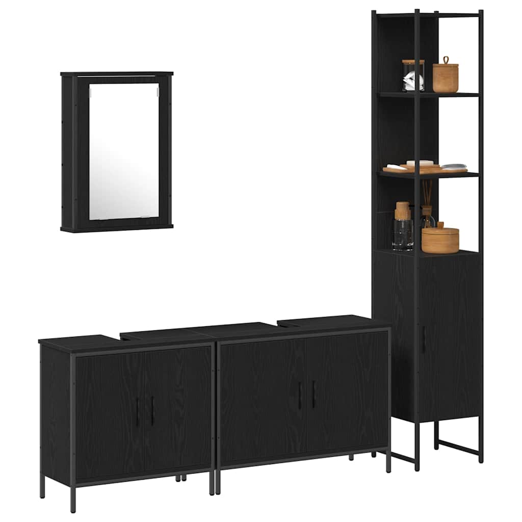 vidaXL Set de mobilier pentru baie 4 pcs Negru 33 x 33 x 185.5 cm vidaXL Set de mobilier pentru baie 4 pcs Negru 33 x 33 x 185.5 cm