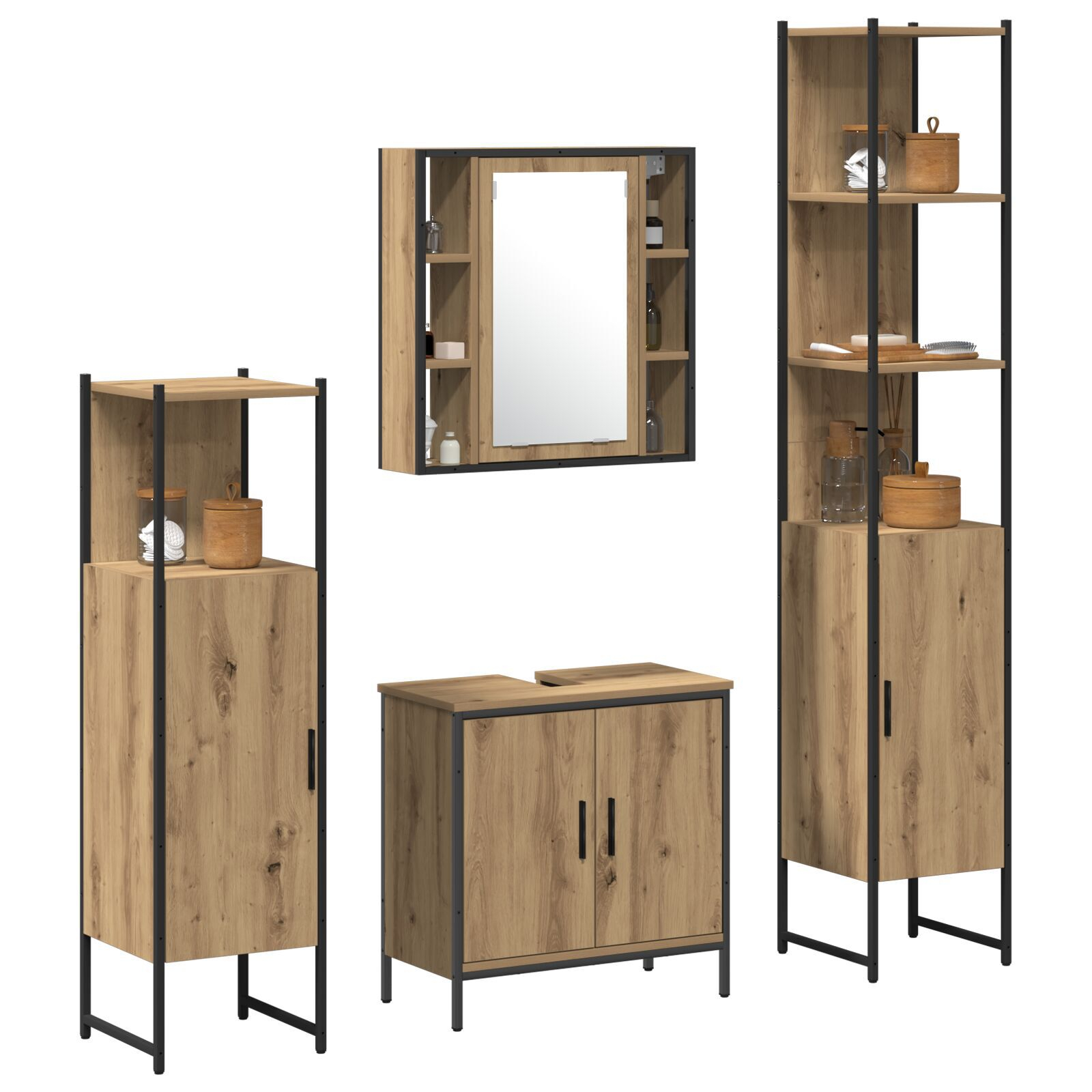 vidaXL Set de mobilier pentru baie 4 pcs Maro 33 x 33 x 185.5 cm vidaXL Set de mobilier pentru baie 4 pcs Maro 33 x 33 x 185.5 cm