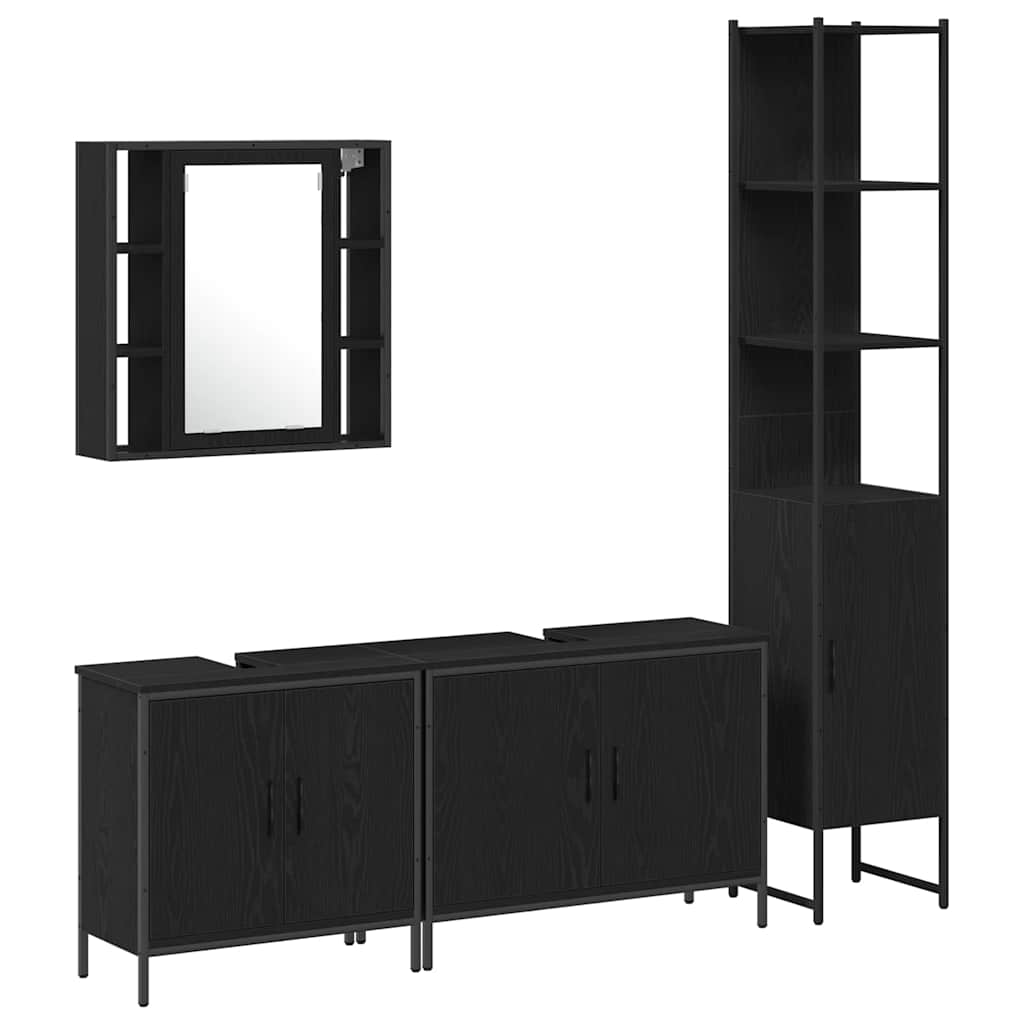 vidaXL Set de mobilier pentru baie 4 pcs Negru 33 x 33 x 185.5 cm vidaXL Set de mobilier pentru baie 4 pcs Negru 33 x 33 x 185.5 cm