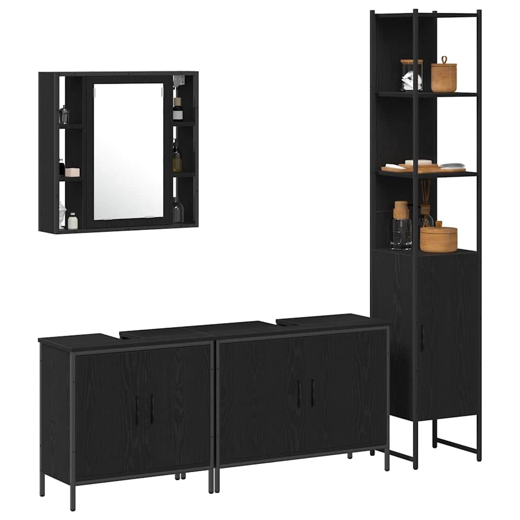 vidaXL Set de mobilier pentru baie 4 pcs Negru 33 x 33 x 185.5 cm vidaXL Set de mobilier pentru baie 4 pcs Negru 33 x 33 x 185.5 cm