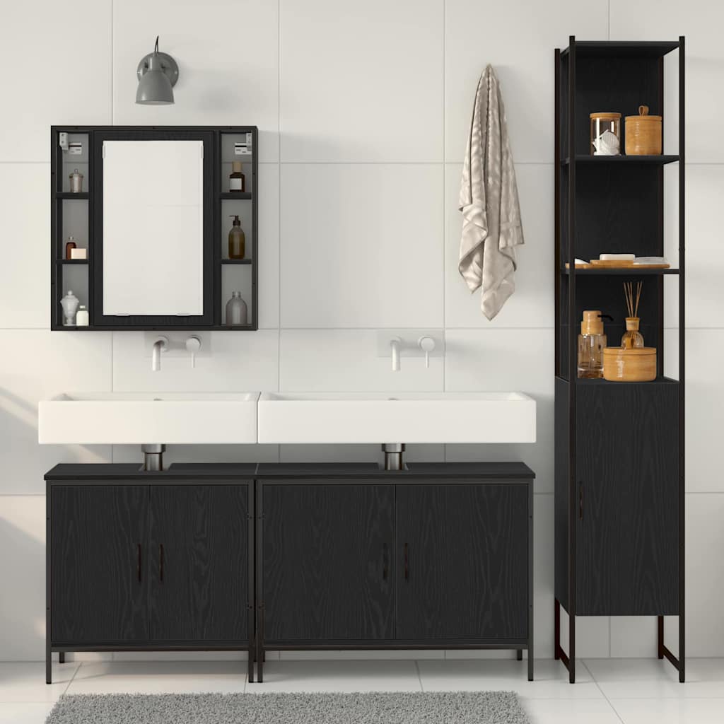 vidaXL Set de mobilier pentru baie 4 pcs Negru 33 x 33 x 185.5 cm vidaXL Set de mobilier pentru baie 4 pcs Negru 33 x 33 x 185.5 cm