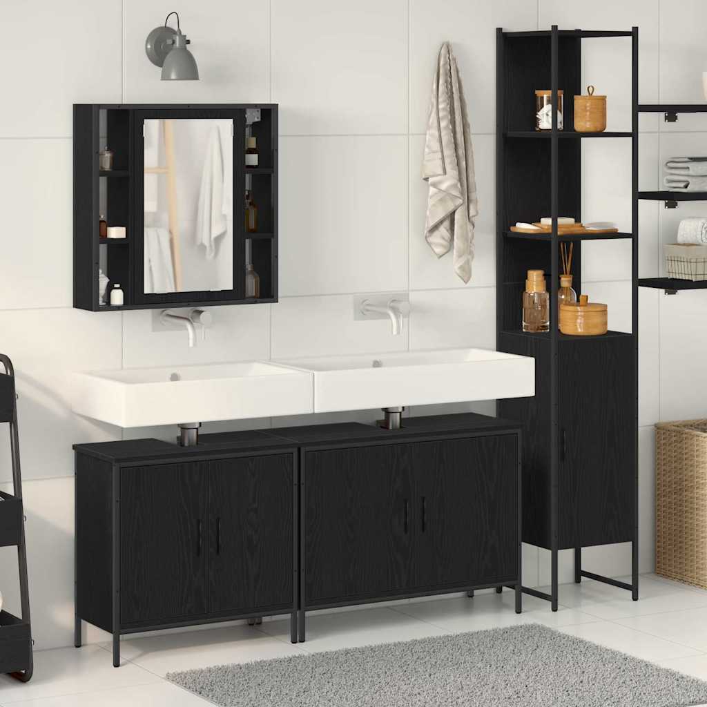 vidaXL Set de mobilier pentru baie 4 pcs Negru 33 x 33 x 185.5 cm vidaXL Set de mobilier pentru baie 4 pcs Negru 33 x 33 x 185.5 cm