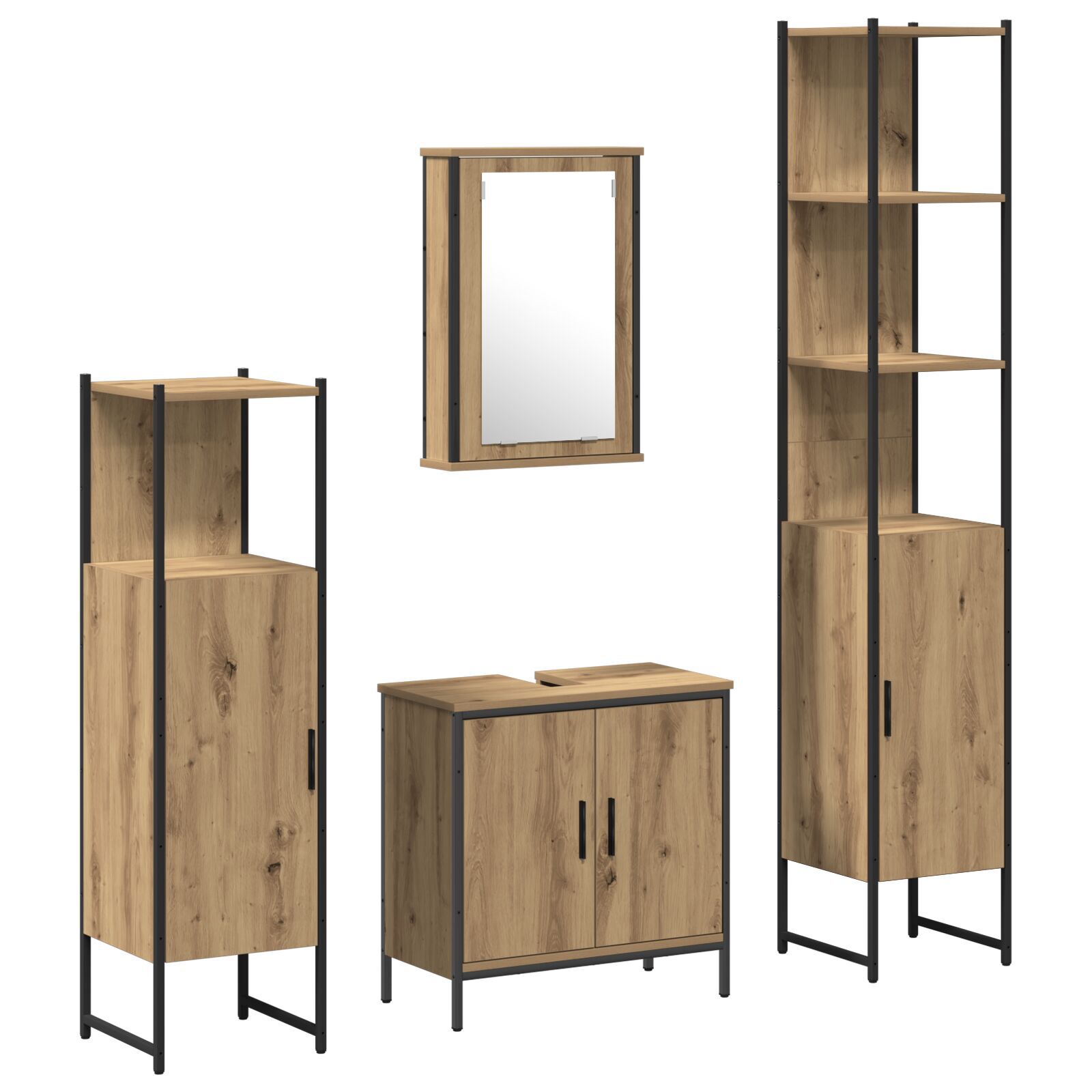 vidaXL Set de mobilier pentru baie 4 pcs Maro 33 x 33 x 185.5 cm vidaXL Set de mobilier pentru baie 4 pcs Maro 33 x 33 x 185.5 cm