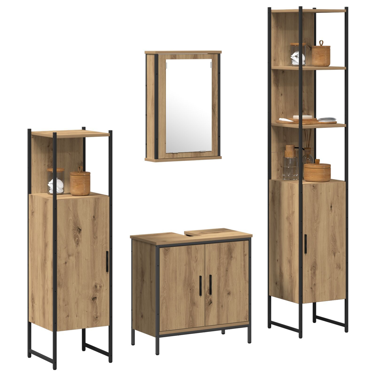 vidaXL Set de mobilier pentru baie 4 pcs Maro 33 x 33 x 185.5 cm vidaXL Set de mobilier pentru baie 4 pcs Maro 33 x 33 x 185.5 cm