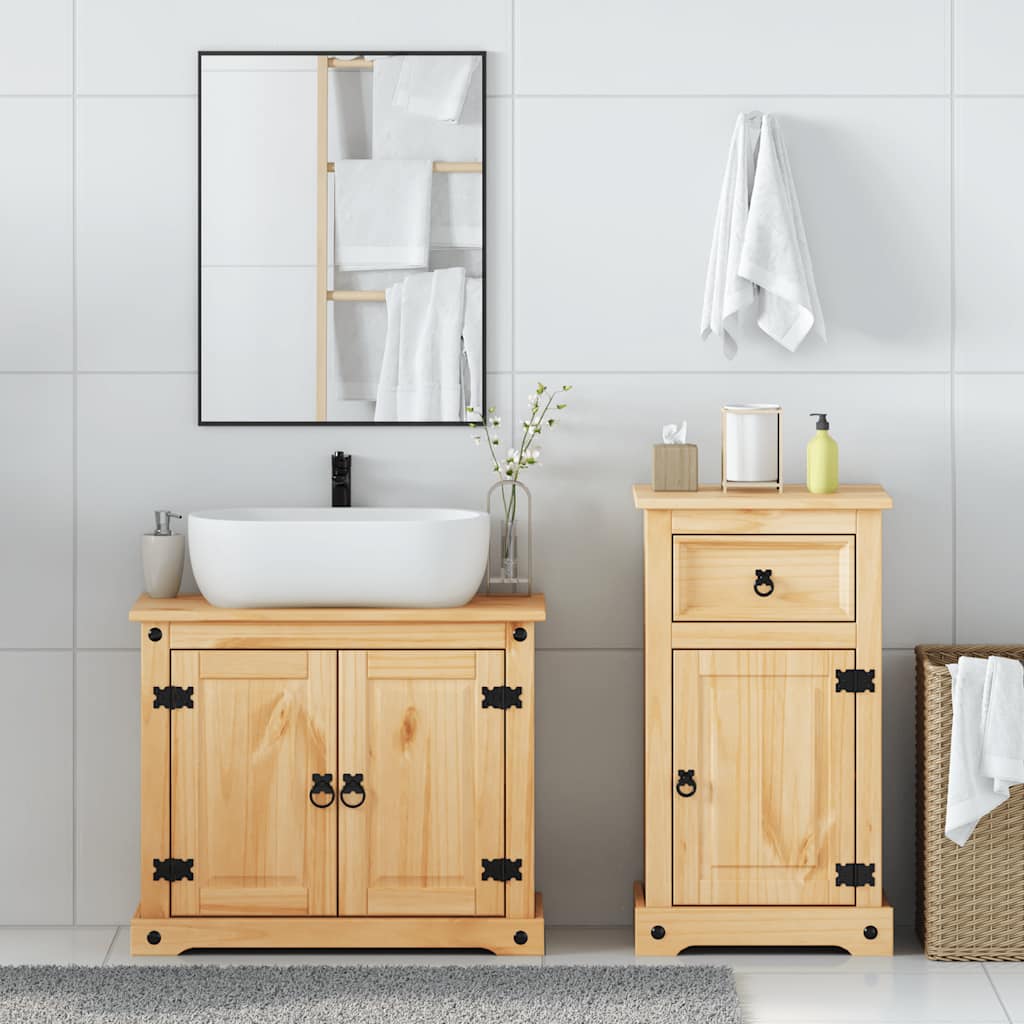 vidaXL Set mobilier de baie „Corona”, 2 piese, lemn masiv de pin vidaXL Set mobilier de baie „Corona”, 2 piese, lemn masiv de pin