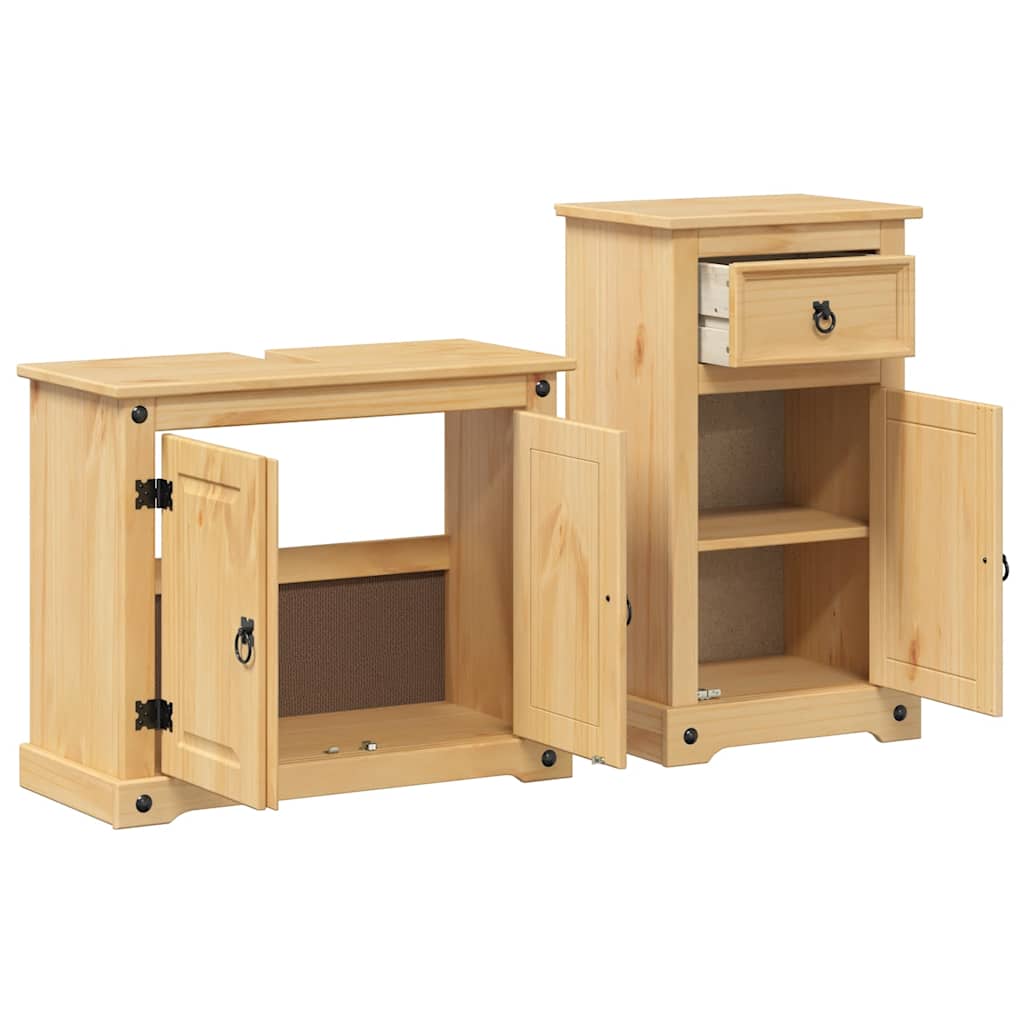 vidaXL Set mobilier de baie „Corona”, 2 piese, lemn masiv de pin vidaXL Set mobilier de baie „Corona”, 2 piese, lemn masiv de pin