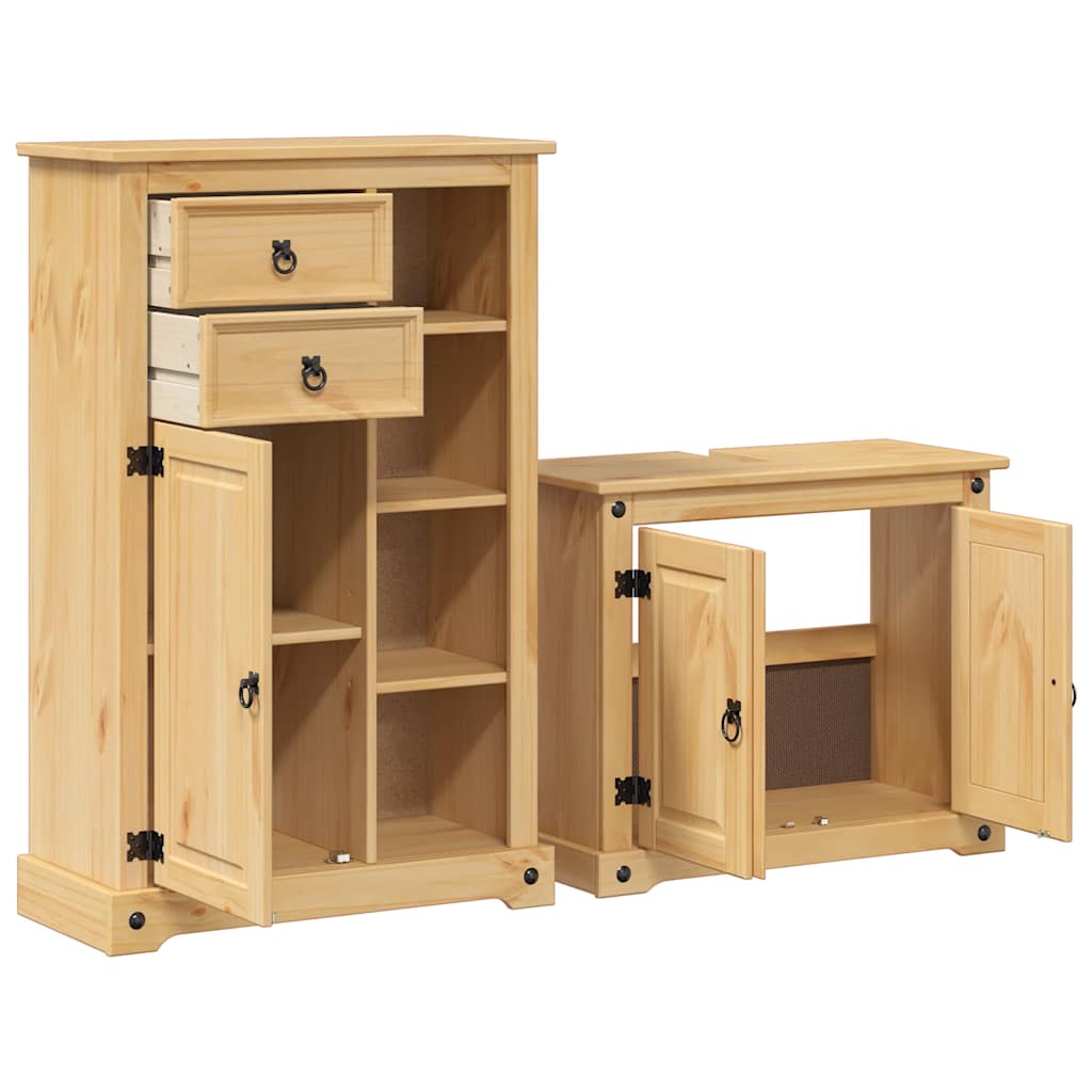 vidaXL Set mobilier de baie „Corona”, 2 piese, lemn masiv de pin vidaXL Set mobilier de baie „Corona”, 2 piese, lemn masiv de pin