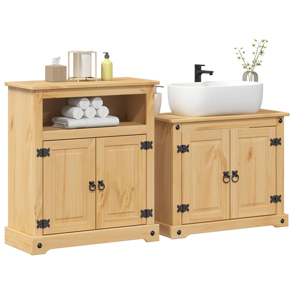 vidaXL Set mobilier de baie „Corona”, 2 piese, lemn masiv de pin vidaXL Set mobilier de baie „Corona”, 2 piese, lemn masiv de pin