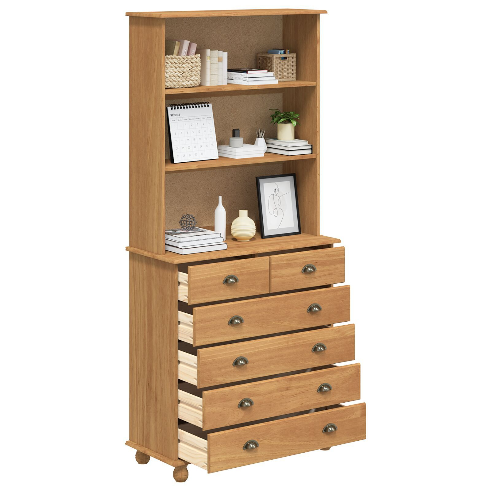 Bufet vidaXL "ASKIM" maro miere 91x40x199.5 cm lemn masiv pin Bufet vidaXL "ASKIM" maro miere 91x40x199.5 cm lemn masiv pin