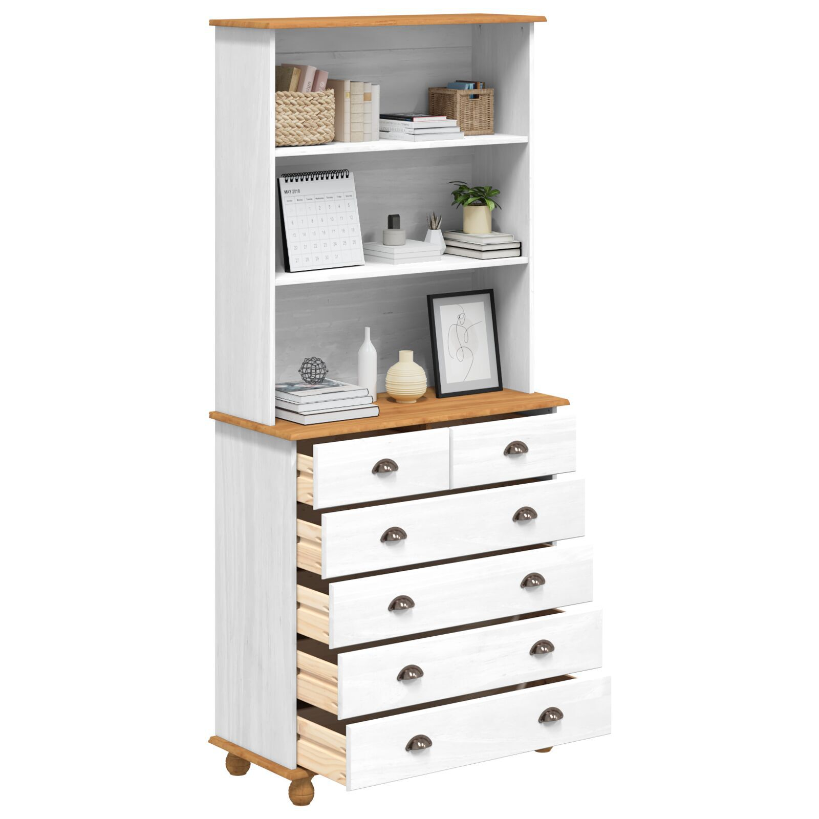 Bufet vidaXL “ASKIM” alb 91x40x199.5 cm lemn masiv de pin Bufet vidaXL “ASKIM” alb 91x40x199.5 cm lemn masiv de pin