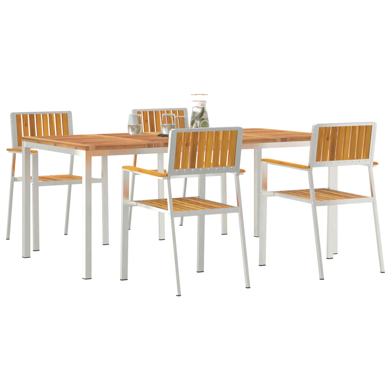 Set de Dining pentru Grădină 5 Piese din Lemn Solid de Acacia Set de Dining pentru Grădină 5 Piese din Lemn Solid de Acacia