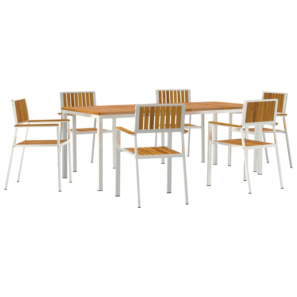 vidaXL Set dining pentru exterior 7 pcs Maro Lemn Solid de Acacia