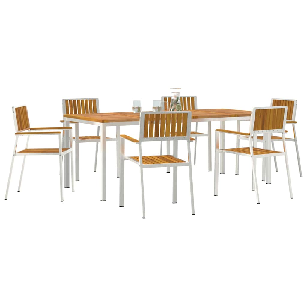 vidaXL Set dining pentru exterior 7 pcs Maro Lemn Solid de Acacia