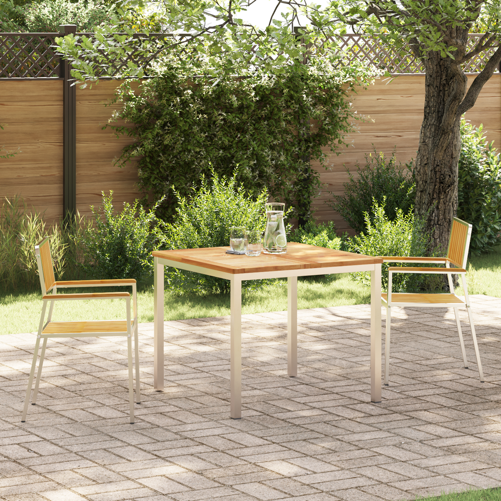 Set de dining pentru grădină vidaXL 3 piese din lemn masiv de tec Set de dining pentru grădină vidaXL 3 piese din lemn masiv de tec