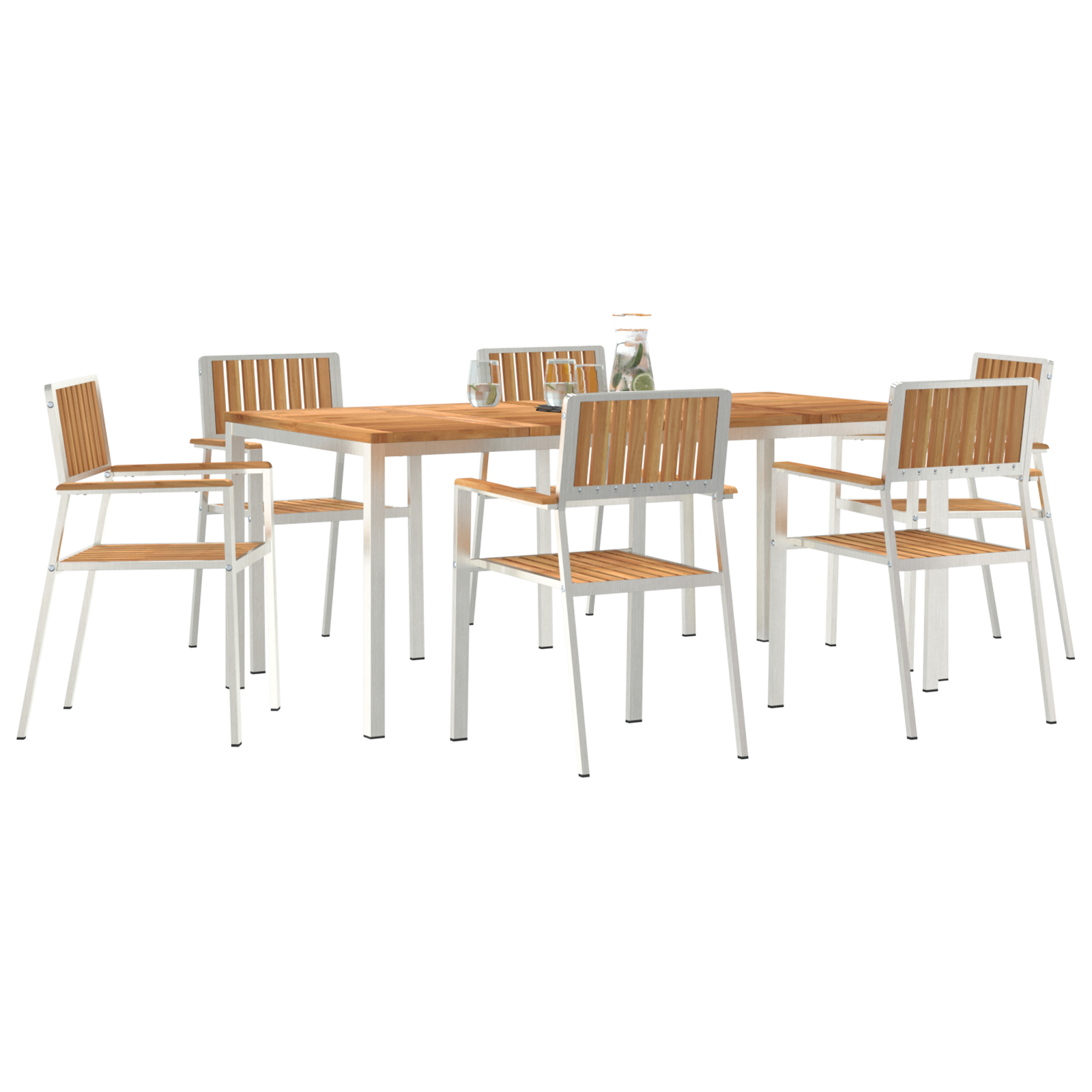Set de dining pentru grădină vidaXL de 7 piese din lemn masiv de tec