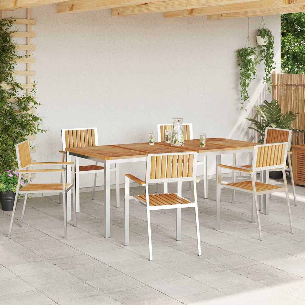 vidaXL Set dining pentru exterior 7 pcs Maro Lemn solid de tec