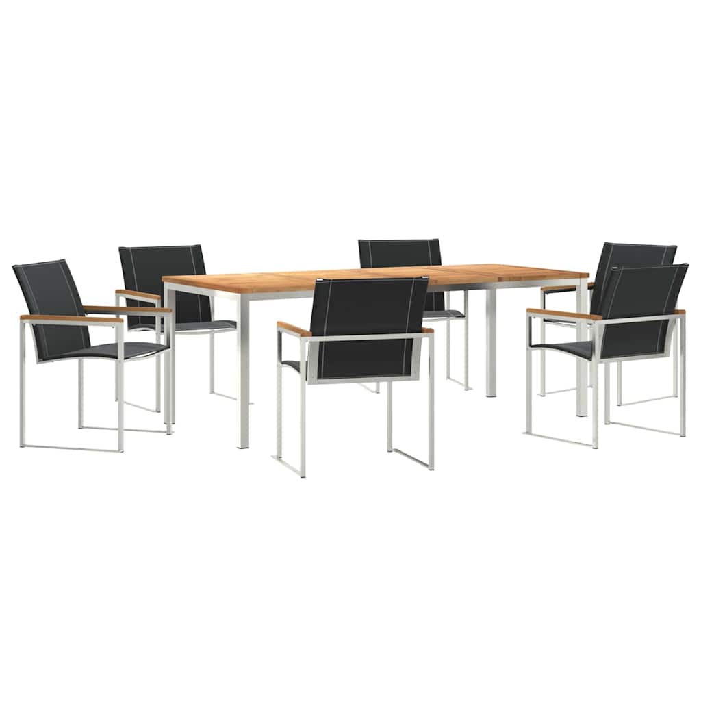 vidaXL Set de masă pentru grădină 7 pcs Maro Lemn Solid de Acacia