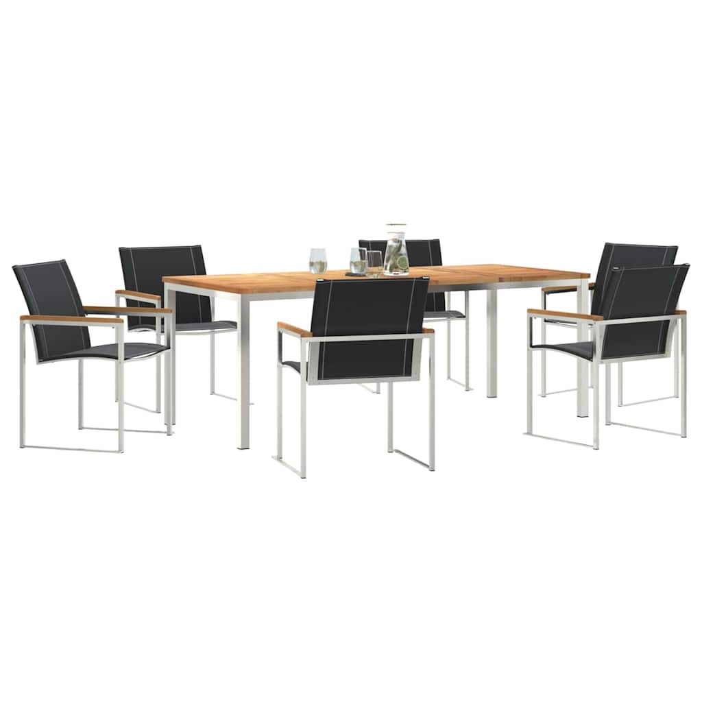 vidaXL Set de masă pentru grădină 7 pcs Maro Lemn Solid de Acacia