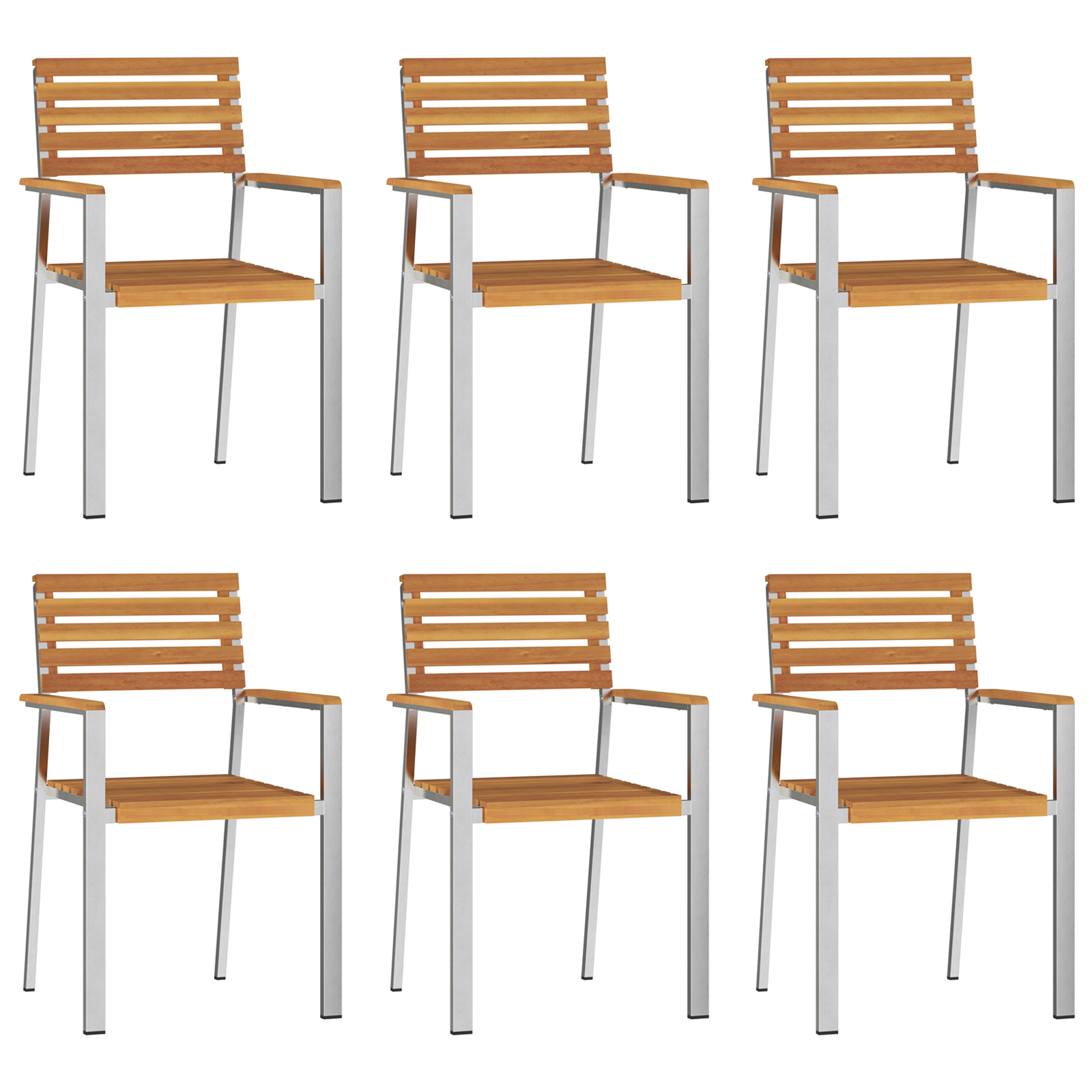 Set de scaune stivuibile vidaXL 6 pcs 54.5x56x89 cm Lemn Solid de Acacia