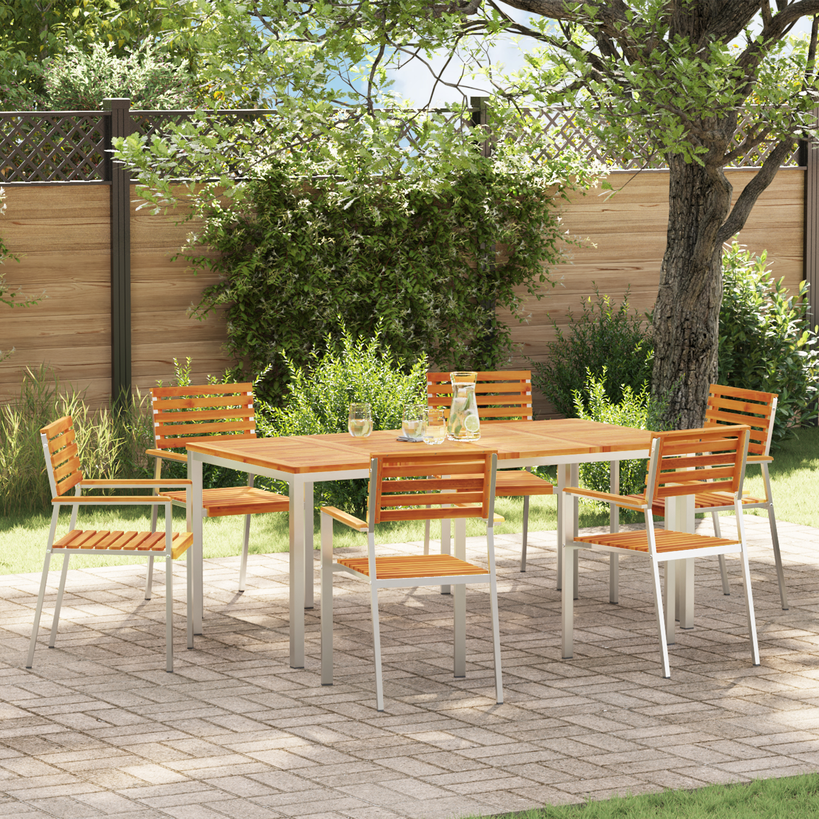 Set de scaune stivuibile vidaXL 6 pcs 54.5x56x89 cm Lemn Solid de Acacia