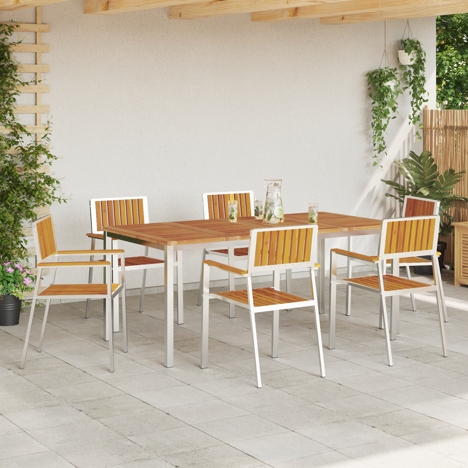 Scaune de grădină stivuibile vidaXL 6 buc 54.5x56x87 cm Lemn masiv de acacia Scaune de grădină stivuibile vidaXL 6 buc 54.5x56x87 cm Lemn masiv de acacia