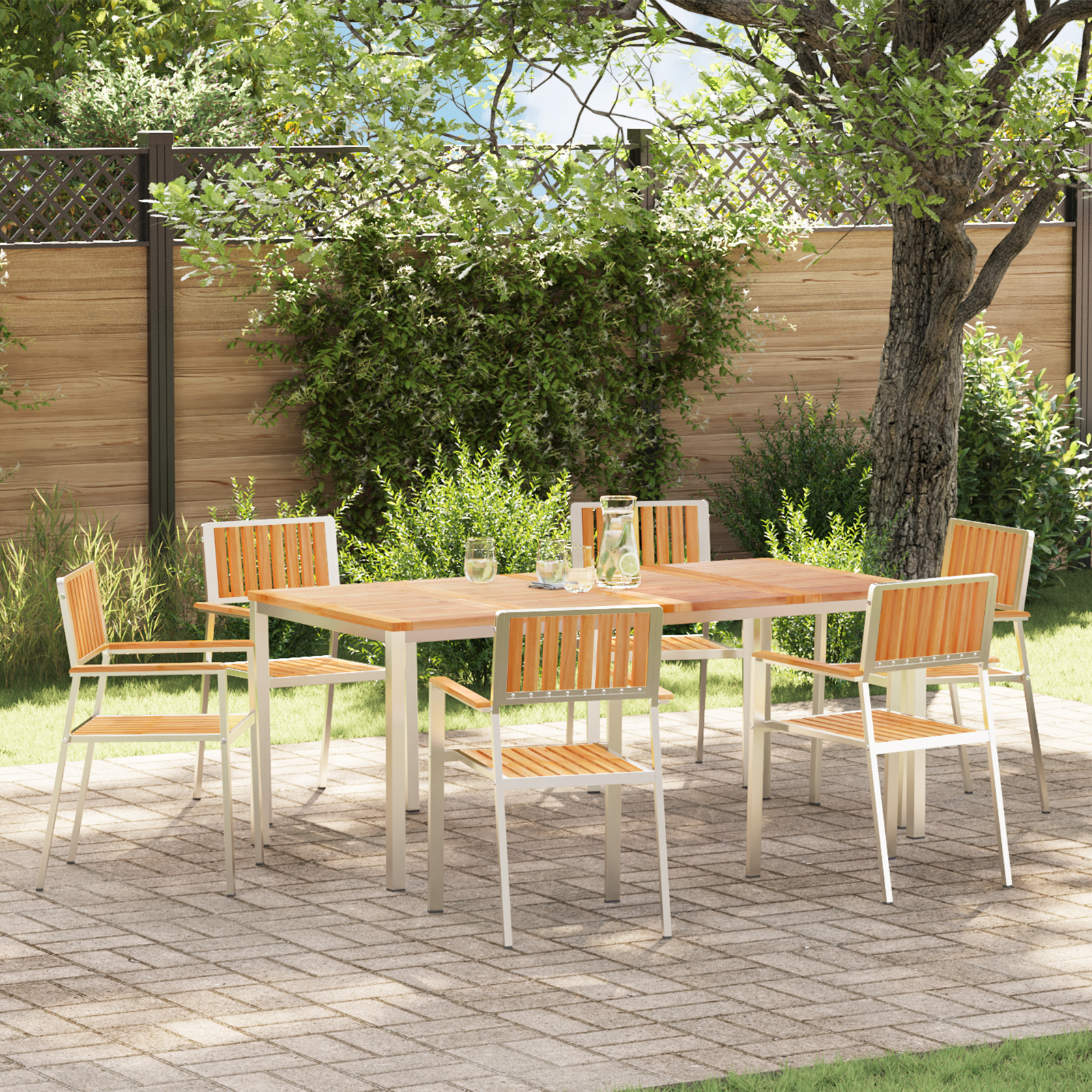 Scaune de grădină stivuibile vidaXL 6 pcs 54.5x56x87 cm Lemn masiv de tec Scaune de grădină stivuibile vidaXL 6 pcs 54.5x56x87 cm Lemn masiv de tec