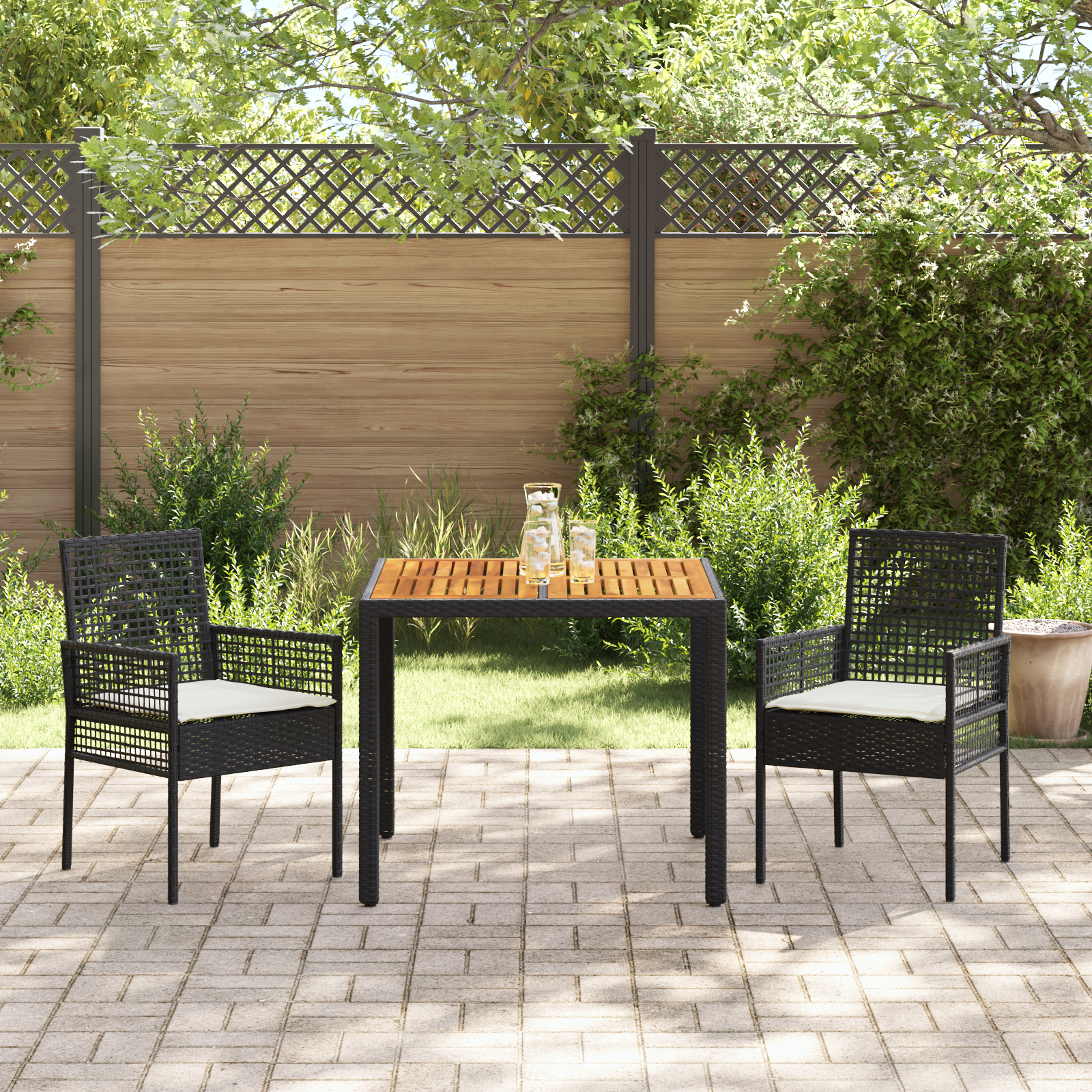 Set Mobilier Dining vidaXL Set 3 piese Negru Lemn Durabil Set Mobilier Dining vidaXL Set 3 piese Negru Lemn Durabil