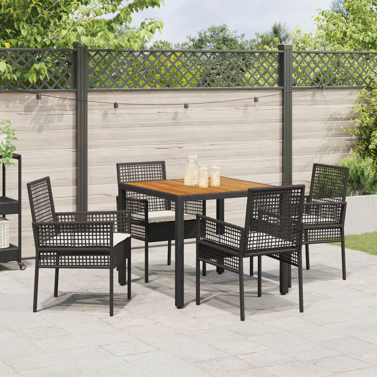 vidaXL Set dining 5 piese cu perne Gri din poliratan