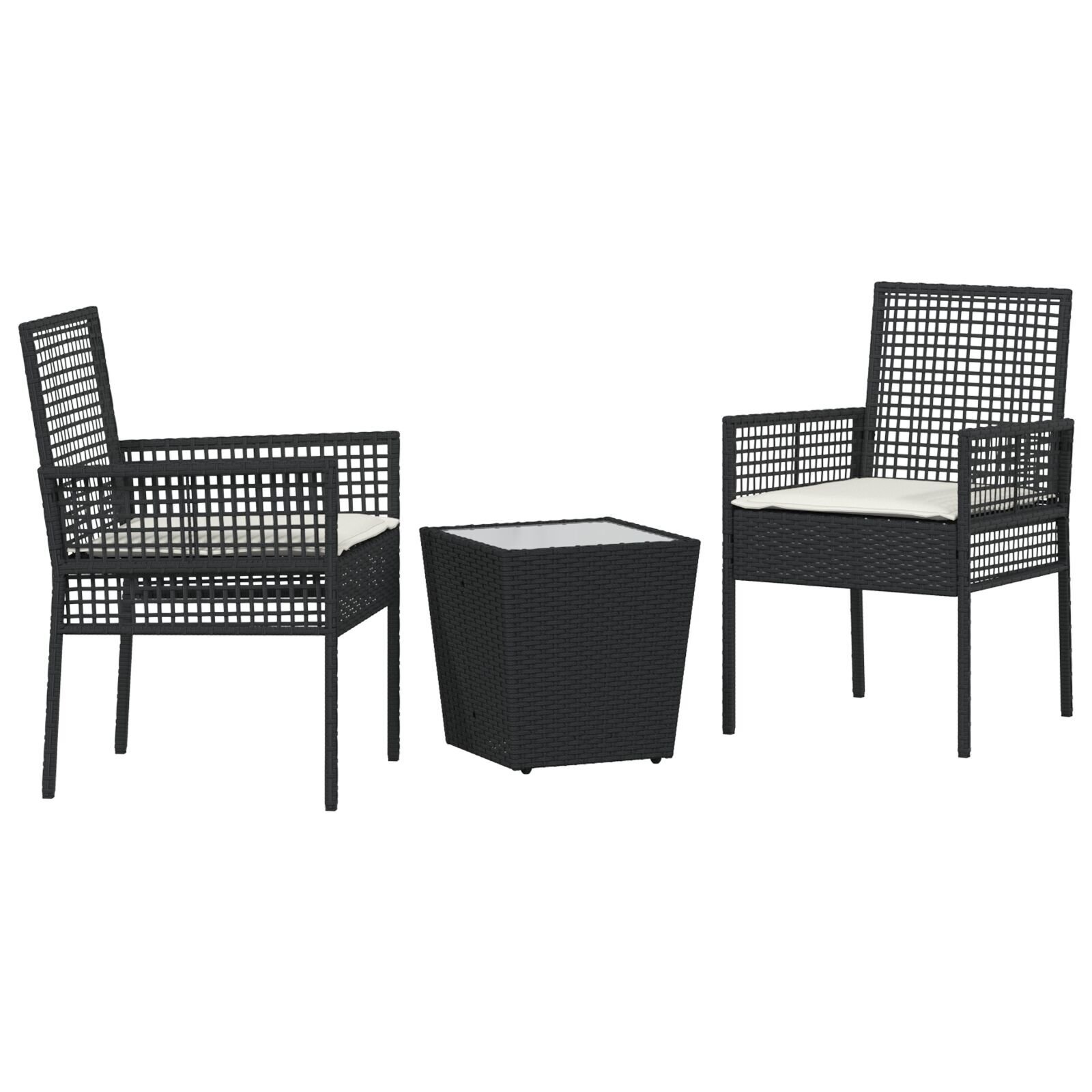 vidaXL Set Bistro de Grădină 3 pcs Negru Rattan poli vidaXL Set Bistro de Grădină 3 pcs Negru Rattan poli