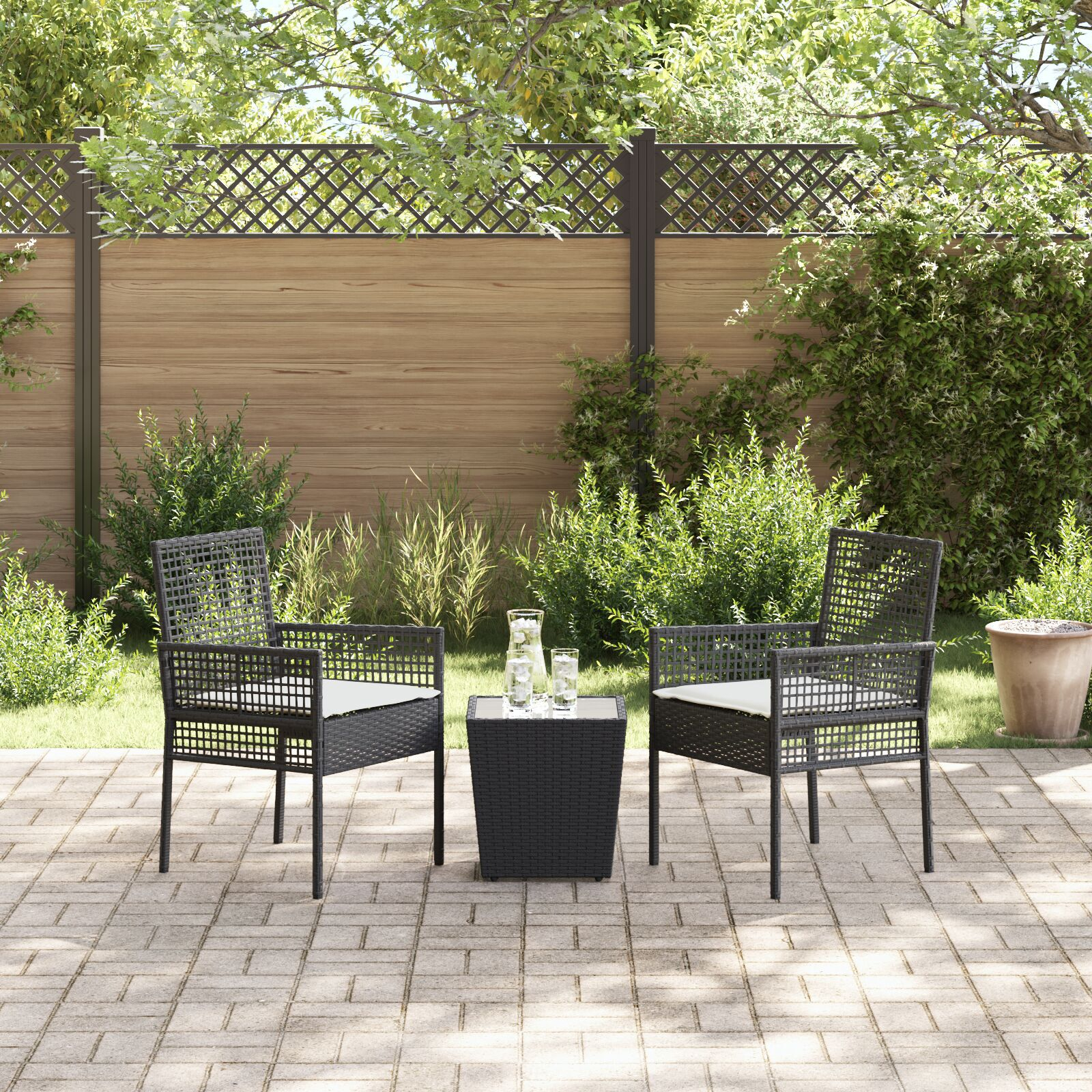 vidaXL Set Bistro de Grădină 3 pcs Negru Rattan poli vidaXL Set Bistro de Grădină 3 pcs Negru Rattan poli