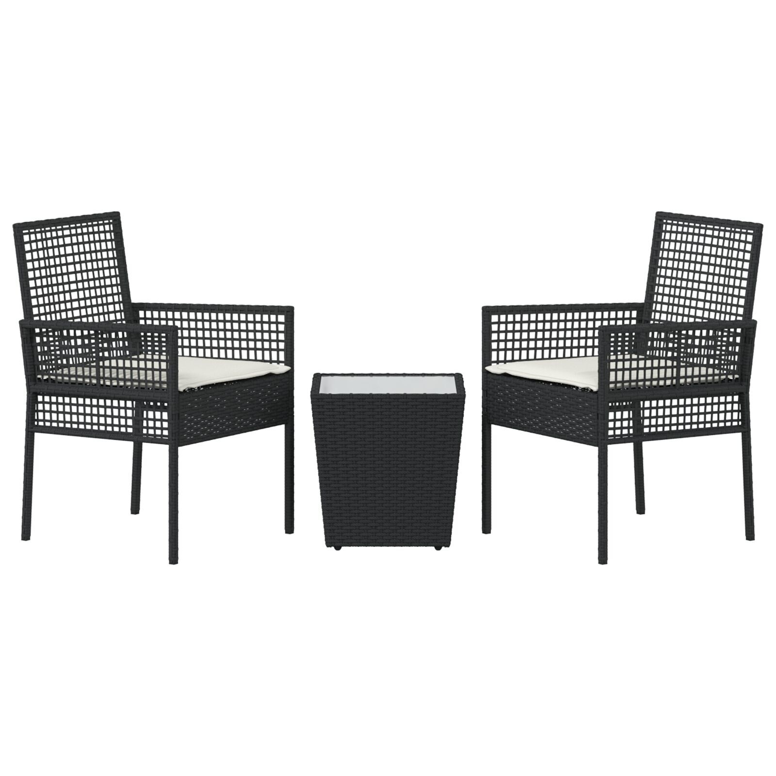 vidaXL Set Bistro de Grădină 3 pcs Negru Rattan poli vidaXL Set Bistro de Grădină 3 pcs Negru Rattan poli