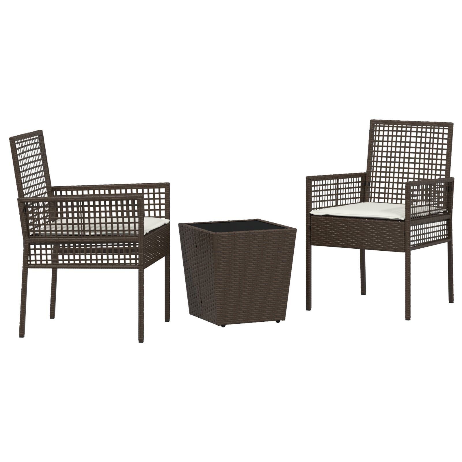 vidaXL Set Bistro de Grădină 3 pcs Maro Rattan poli vidaXL Set Bistro de Grădină 3 pcs Maro Rattan poli