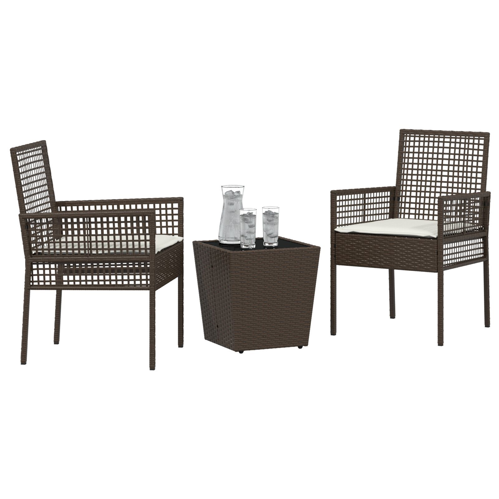 vidaXL Set Bistro de Grădină 3 pcs Maro Rattan poli vidaXL Set Bistro de Grădină 3 pcs Maro Rattan poli