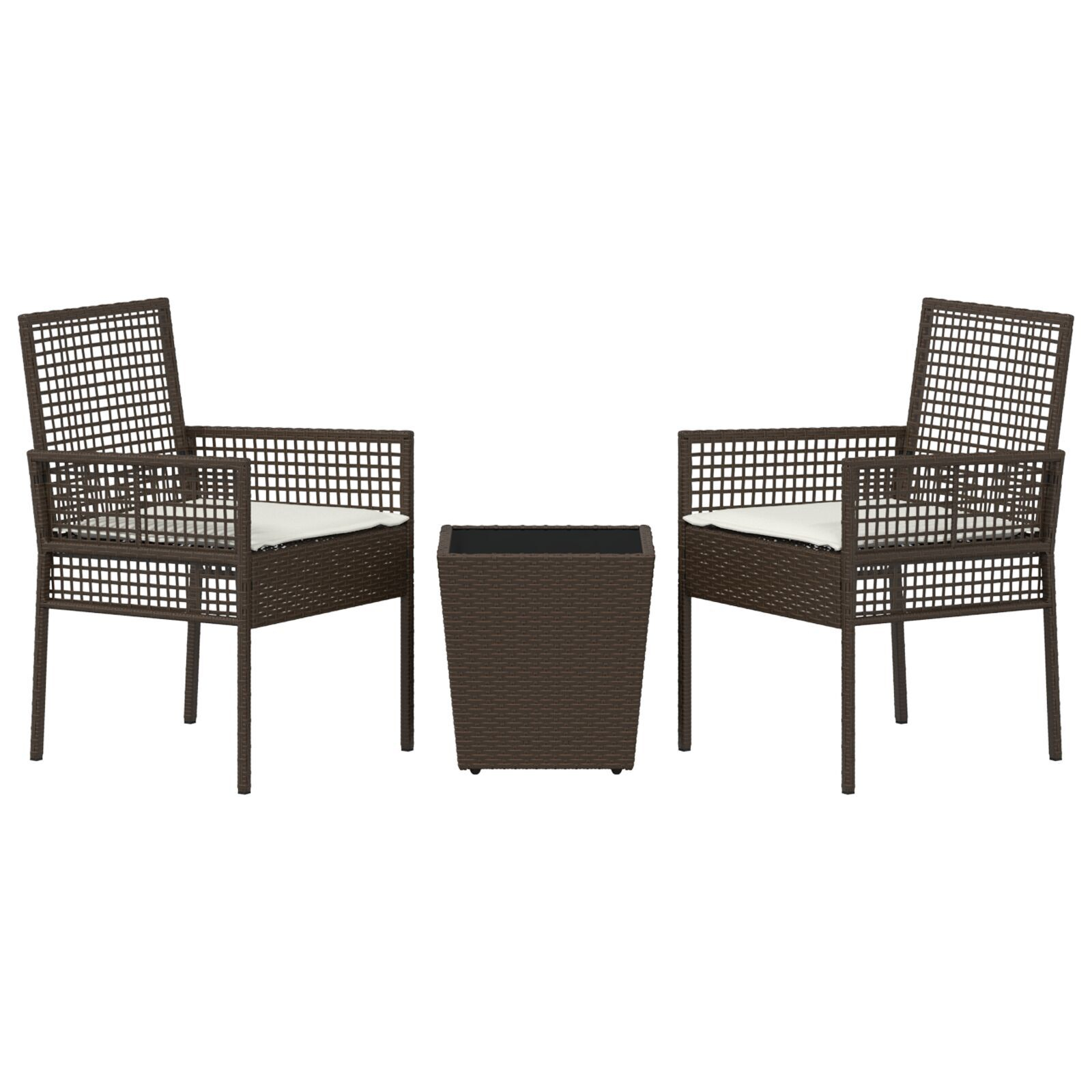 vidaXL Set Bistro de Grădină 3 pcs Maro Rattan poli vidaXL Set Bistro de Grădină 3 pcs Maro Rattan poli