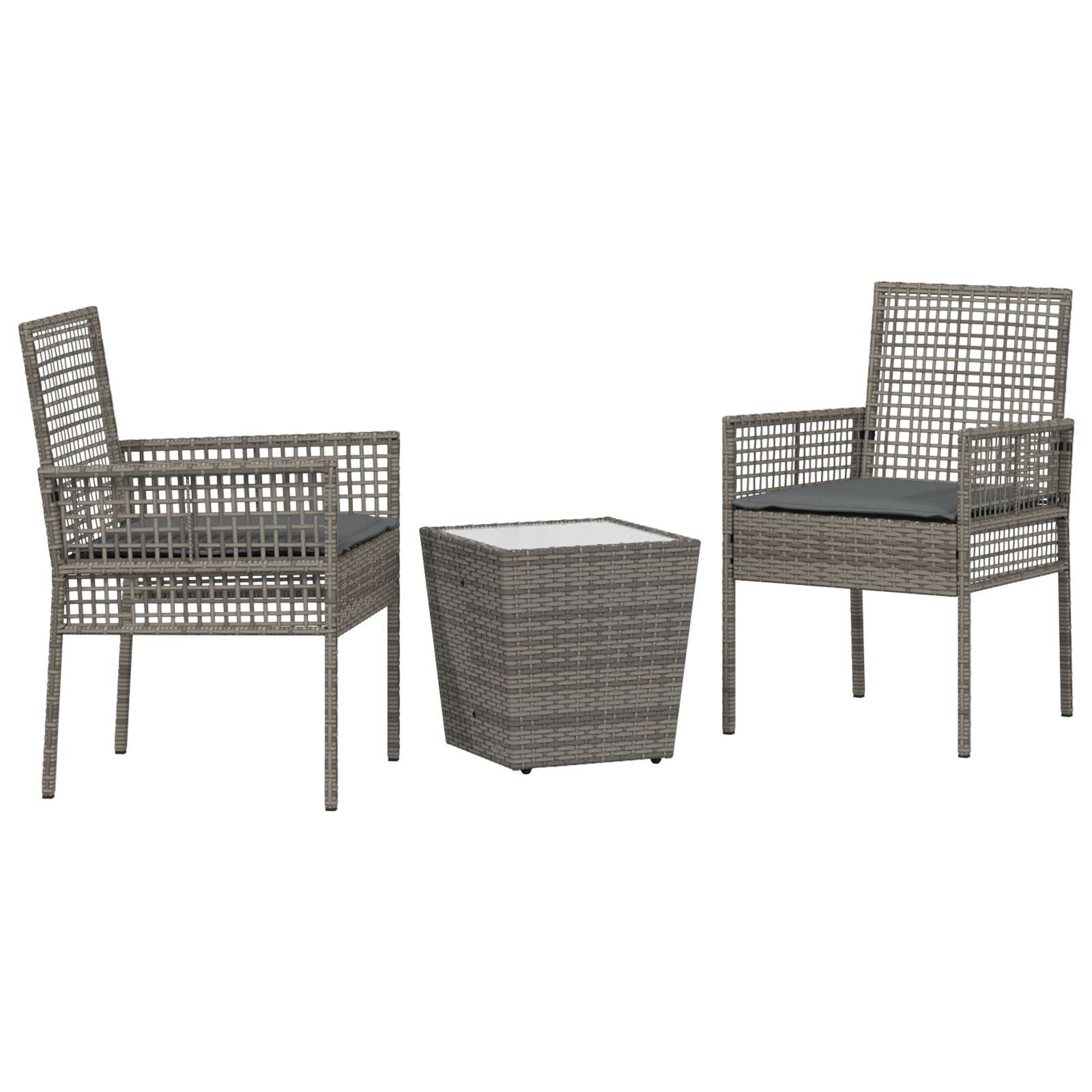 vidaXL Set Bistro de Grădină 3 pcs Gri Rattan poli vidaXL Set Bistro de Grădină 3 pcs Gri Rattan poli