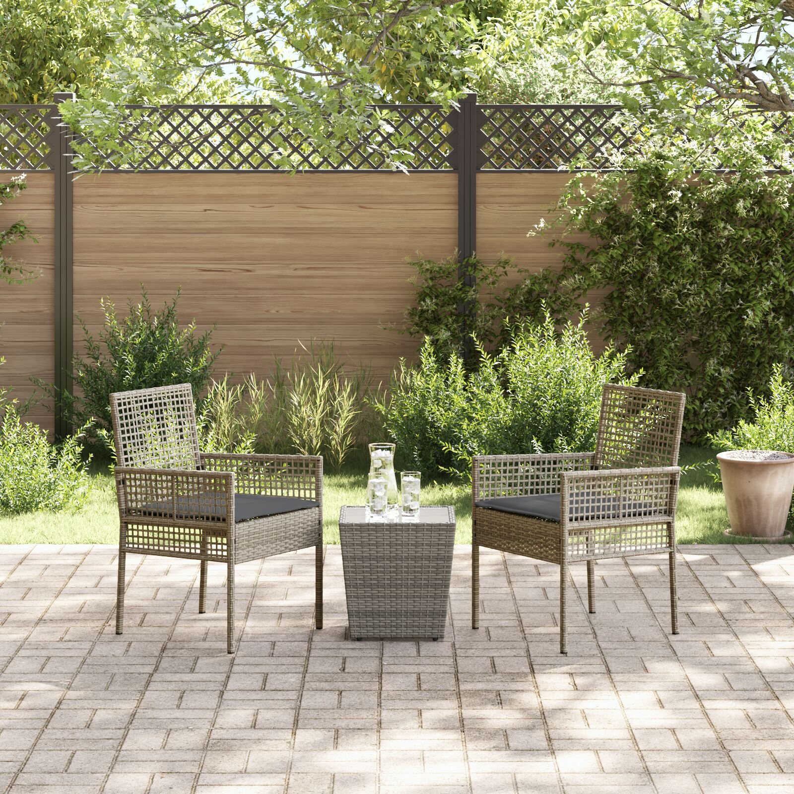 vidaXL Set Bistro de Grădină 3 pcs Gri Rattan poli vidaXL Set Bistro de Grădină 3 pcs Gri Rattan poli