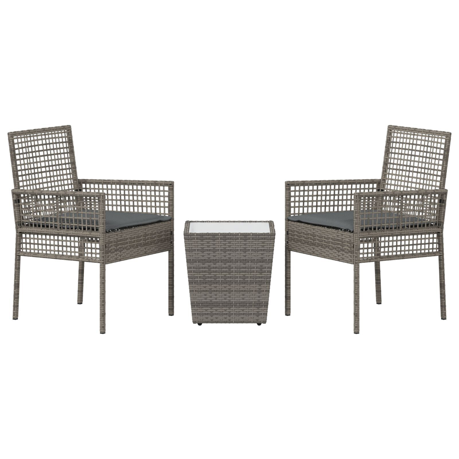 vidaXL Set Bistro de Grădină 3 pcs Gri Rattan poli vidaXL Set Bistro de Grădină 3 pcs Gri Rattan poli