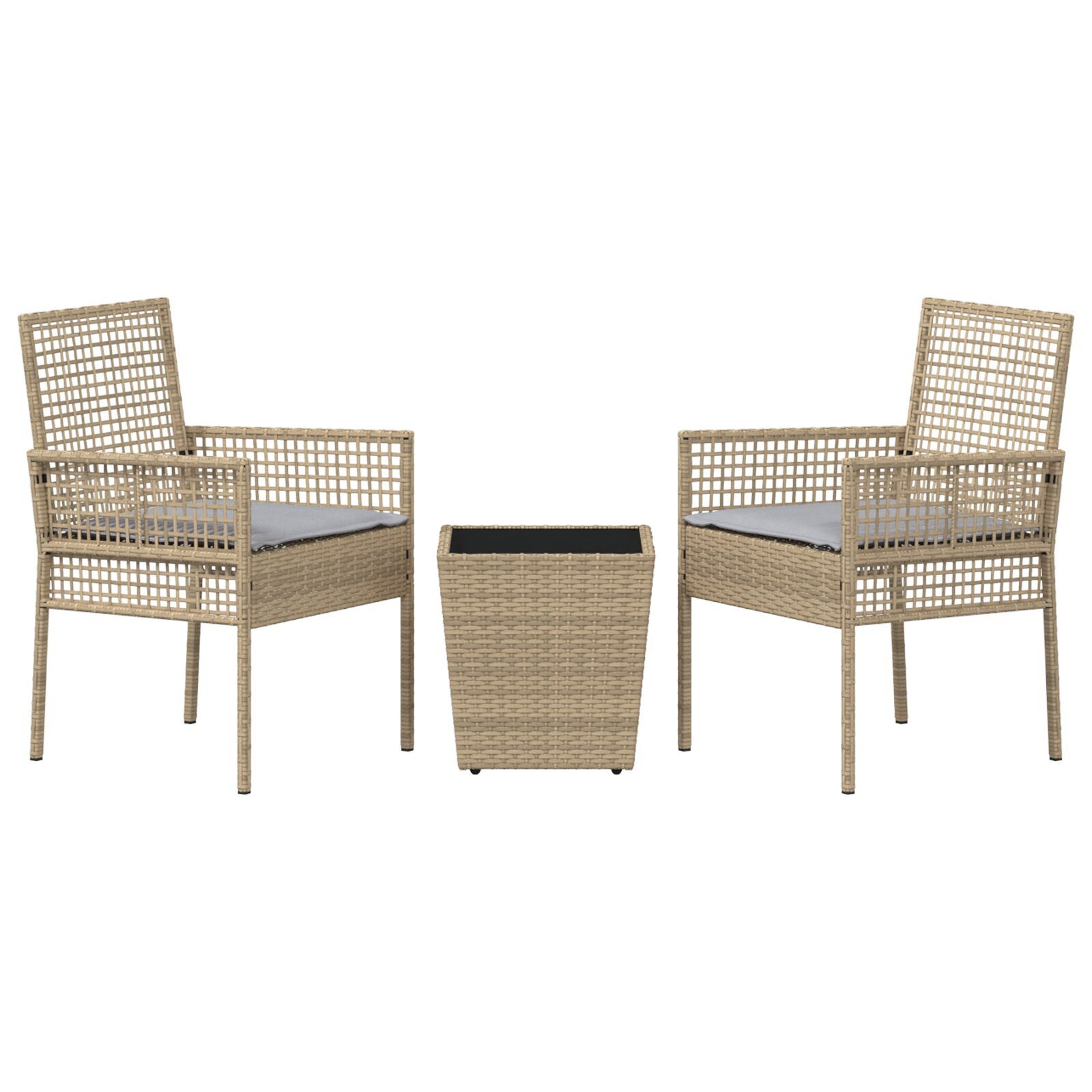 vidaXL Set Bistro de Grădină 3 pcs Bej Rattan poli