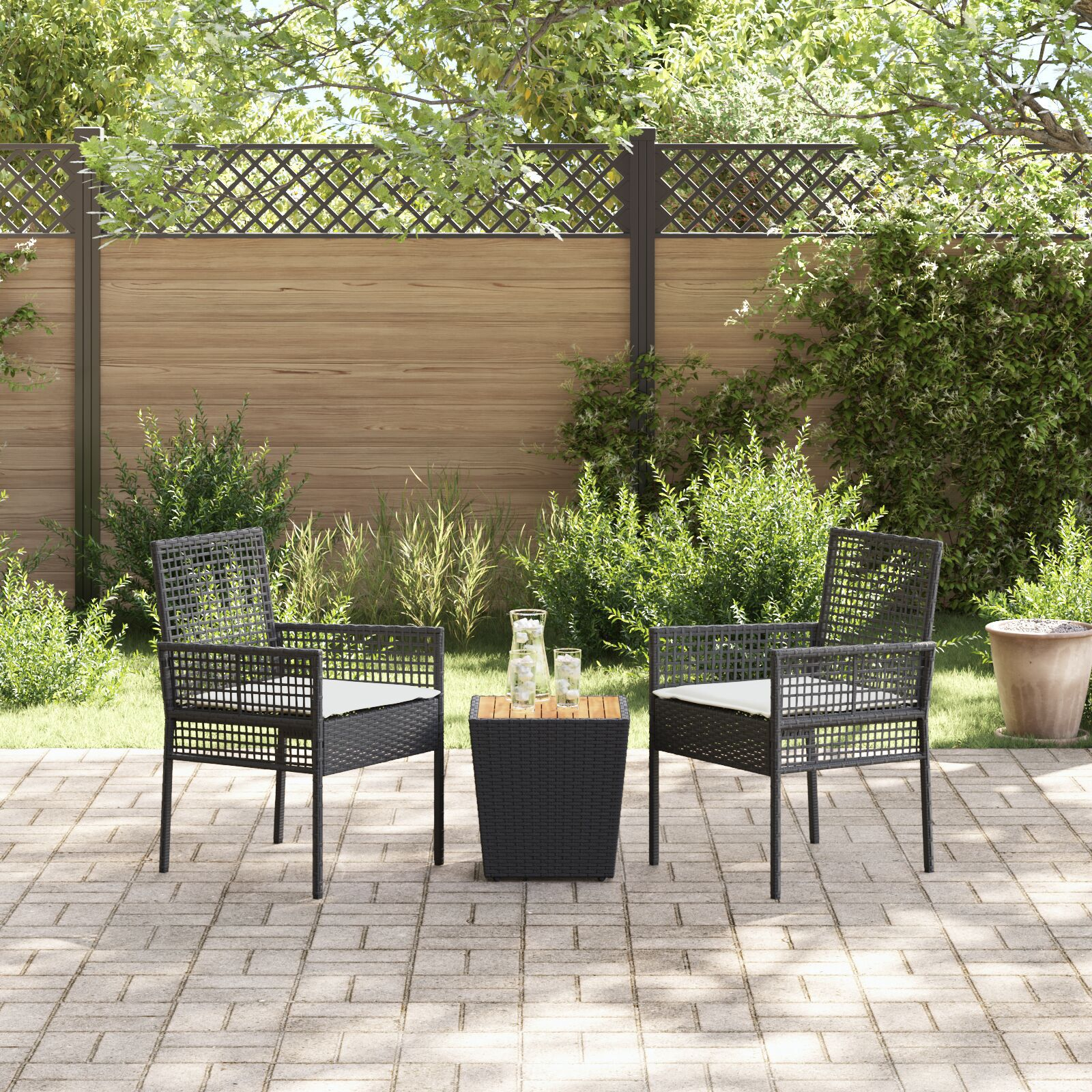 vidaXL Set Bistro de Grădină 3 pcs Negru Rattan poli vidaXL Set Bistro de Grădină 3 pcs Negru Rattan poli