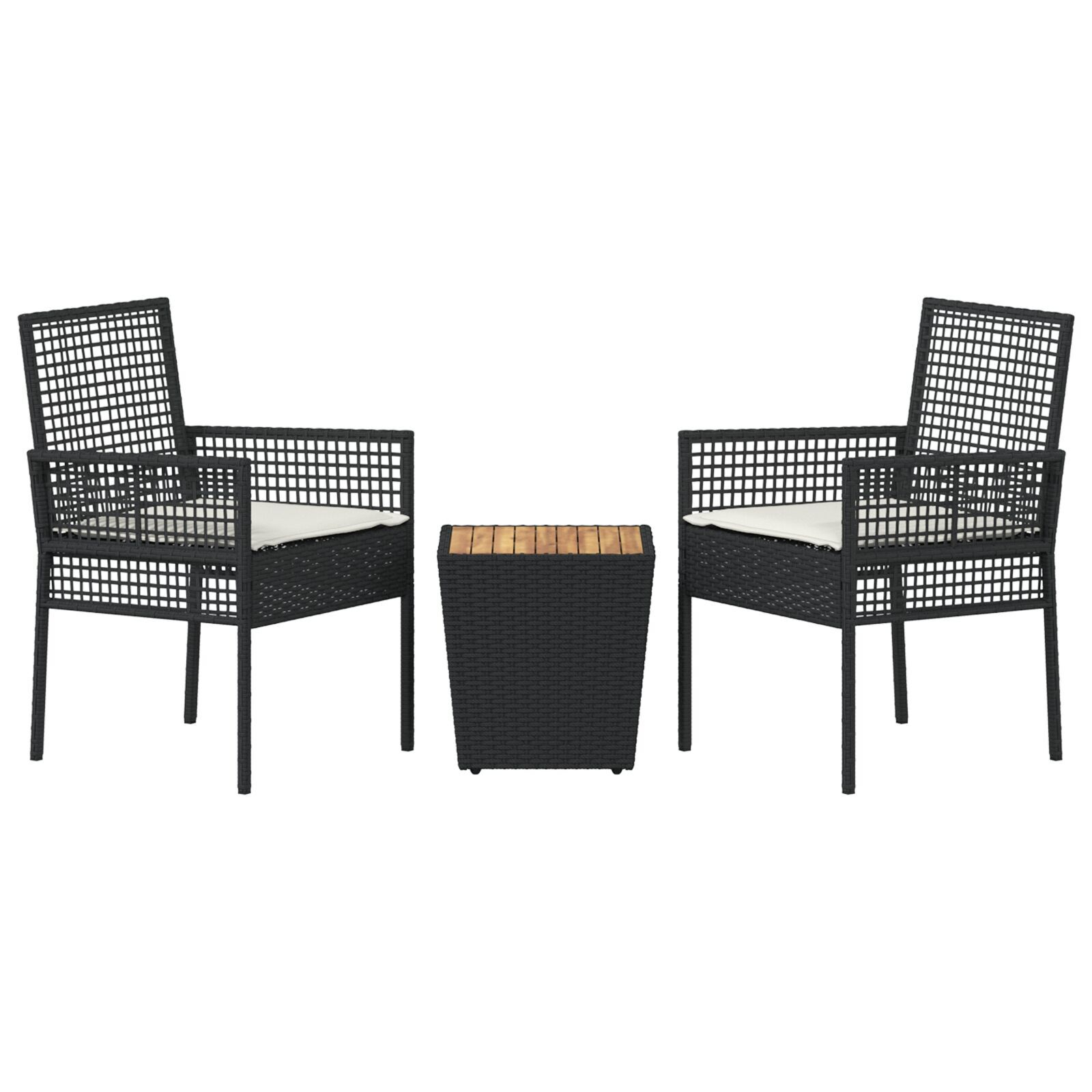 vidaXL Set Bistro de Grădină 3 pcs Negru Rattan poli vidaXL Set Bistro de Grădină 3 pcs Negru Rattan poli