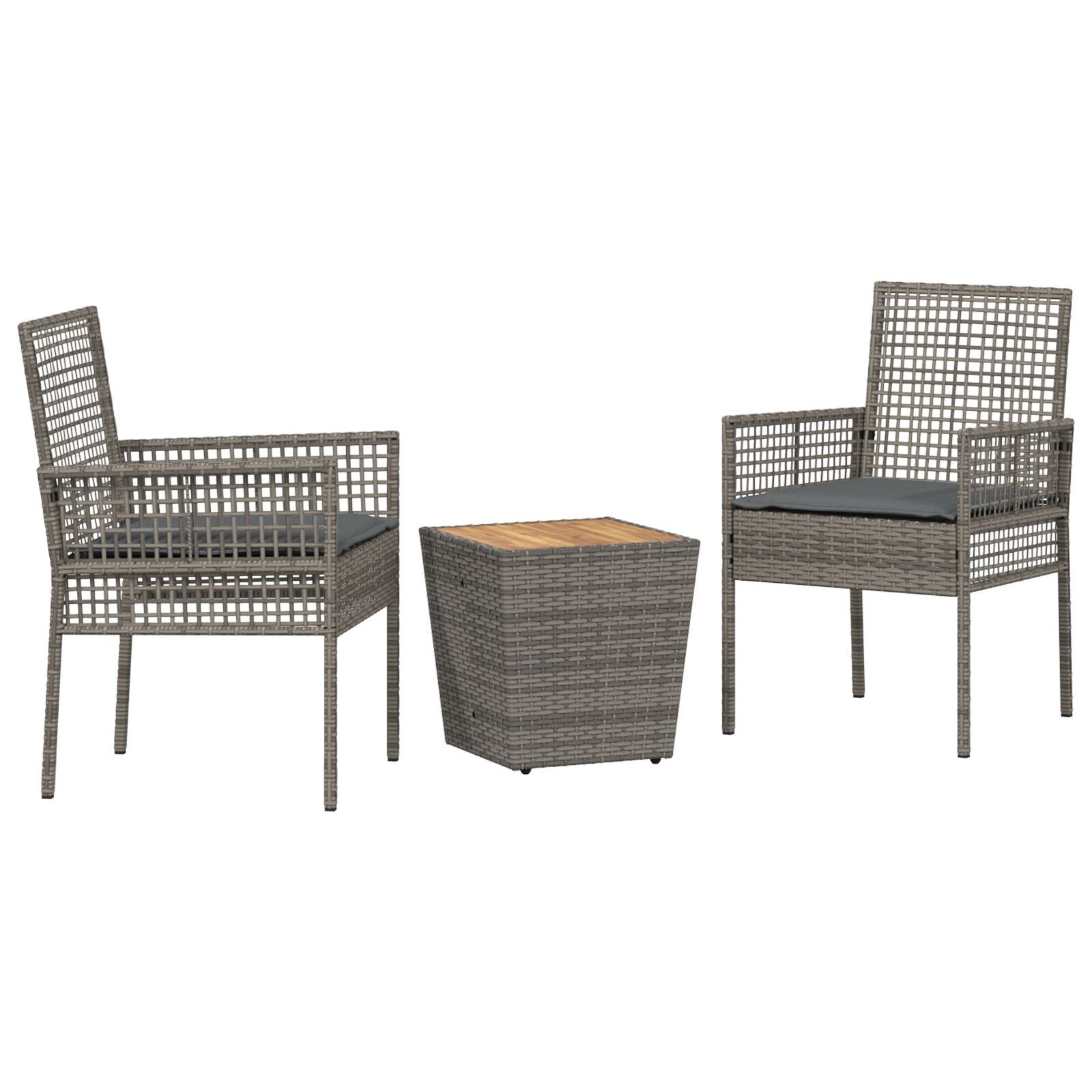 vidaXL Set Bistro de Grădină 3 pcs Gri Rattan poli vidaXL Set Bistro de Grădină 3 pcs Gri Rattan poli