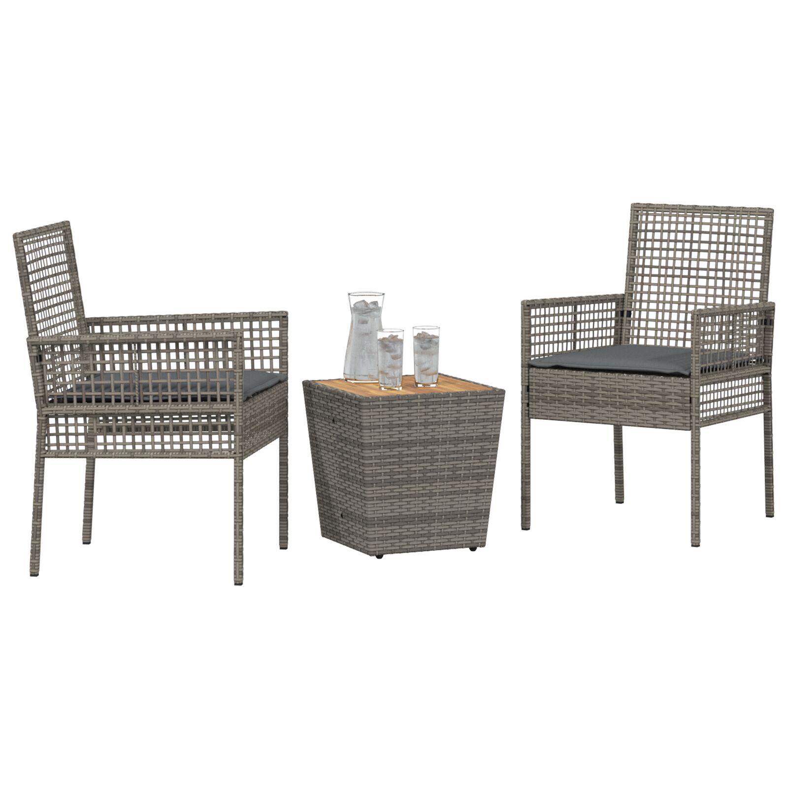vidaXL Set Bistro de Grădină 3 pcs Gri Rattan poli vidaXL Set Bistro de Grădină 3 pcs Gri Rattan poli
