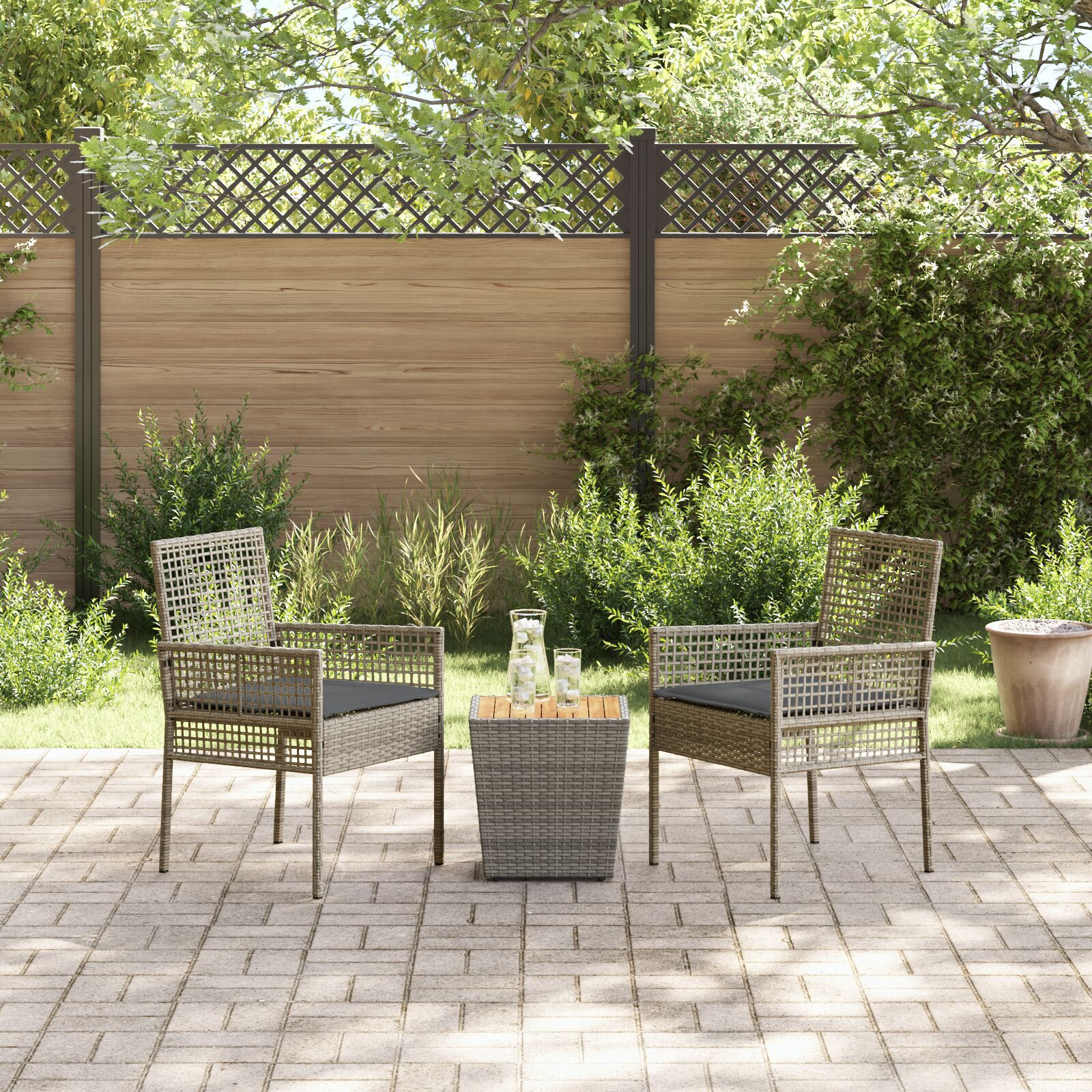 vidaXL Set Bistro de Grădină 3 pcs Gri Rattan poli vidaXL Set Bistro de Grădină 3 pcs Gri Rattan poli