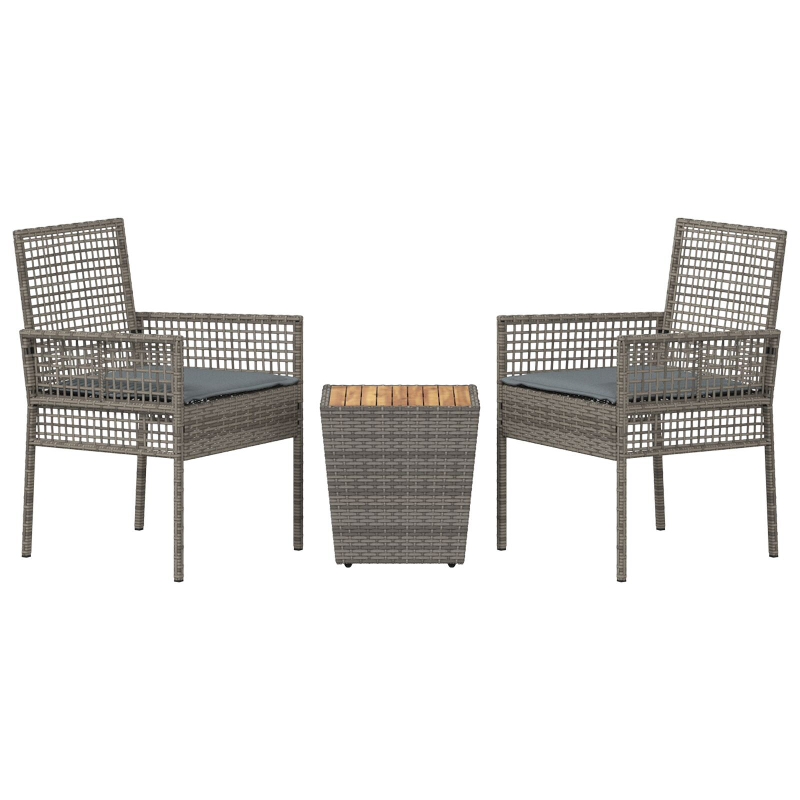 vidaXL Set Bistro de Grădină 3 pcs Gri Rattan poli vidaXL Set Bistro de Grădină 3 pcs Gri Rattan poli