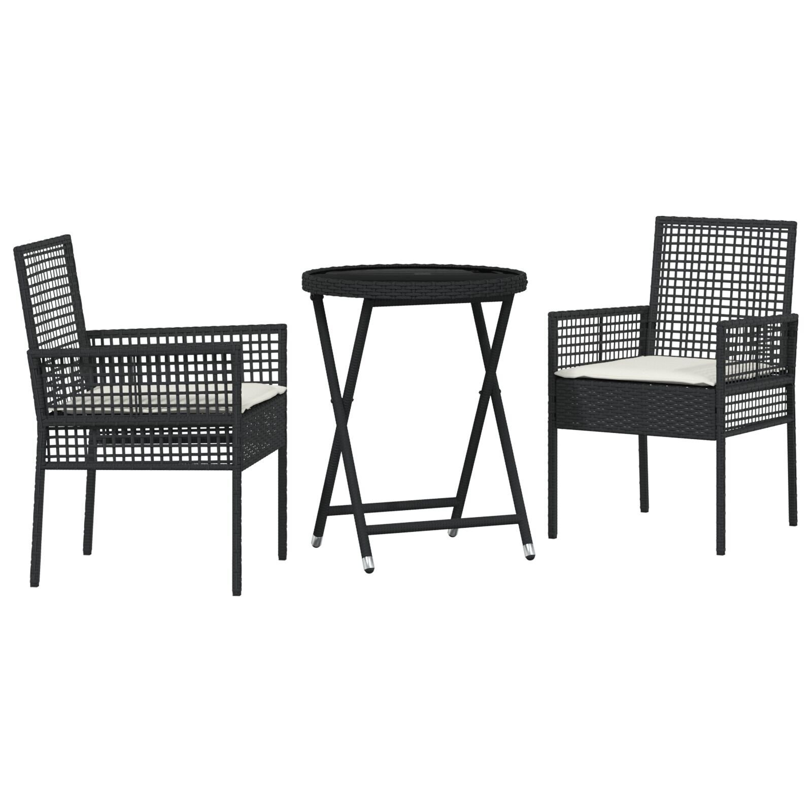 vidaXL Set Bistro de Grădină 3 pcs Negru Rattan poli vidaXL Set Bistro de Grădină 3 pcs Negru Rattan poli